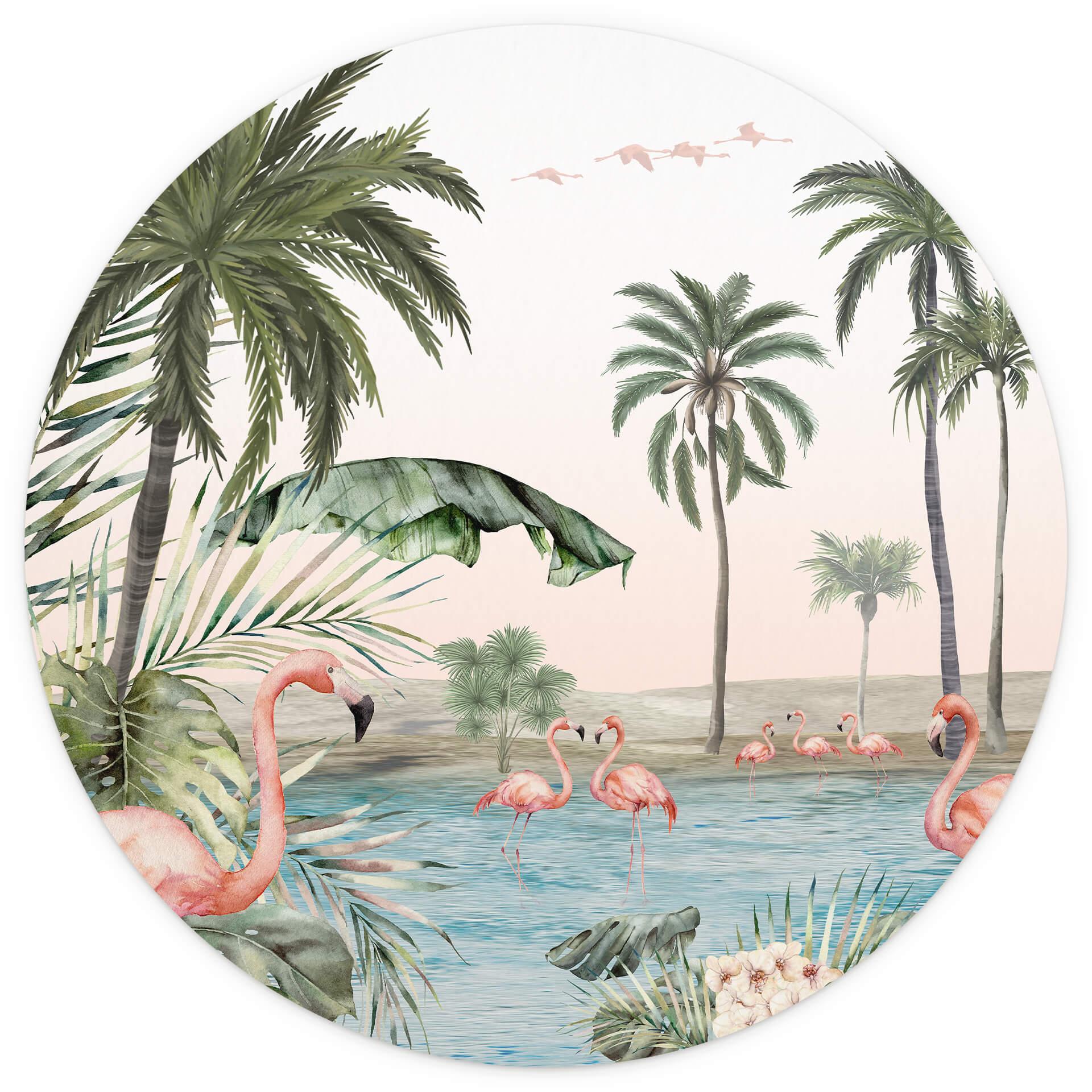 Behangcirkel Kikki Belle - Flamingo Oase - vliesbehang/zelfklevend vliesbehang