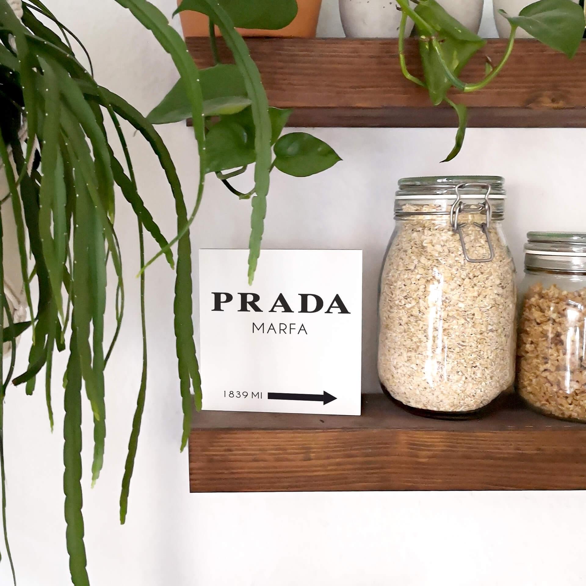 Billede af træ til at sætte op - Prada Marfa - 15x15 cm
