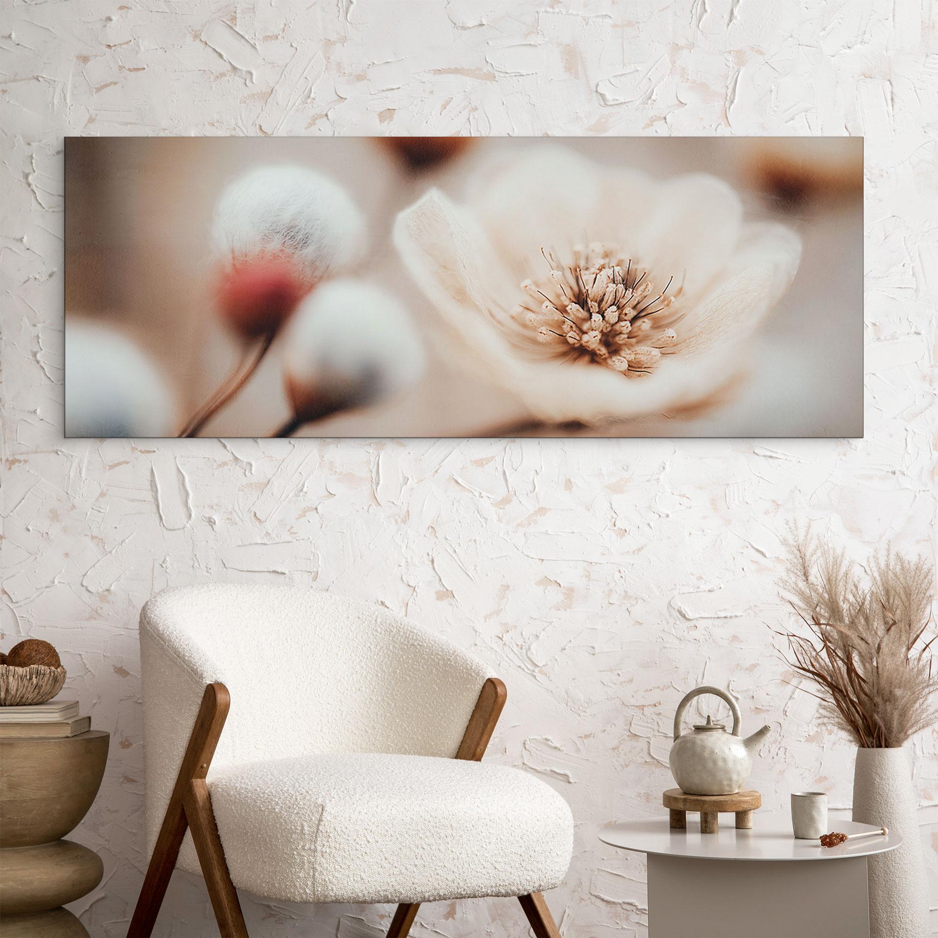 Billede Boho Blossom Soft Beige - Treechild panorama – print på aluminium