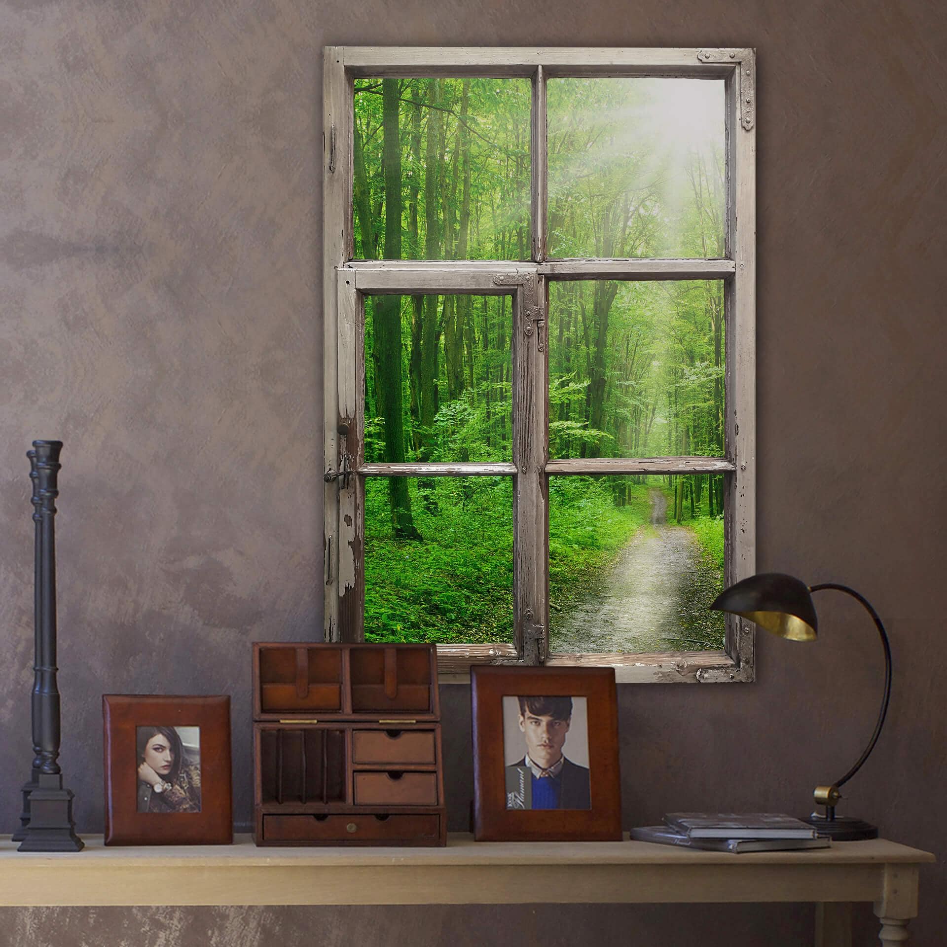 3D Wallsticker vindue shabby - Sunny Forest