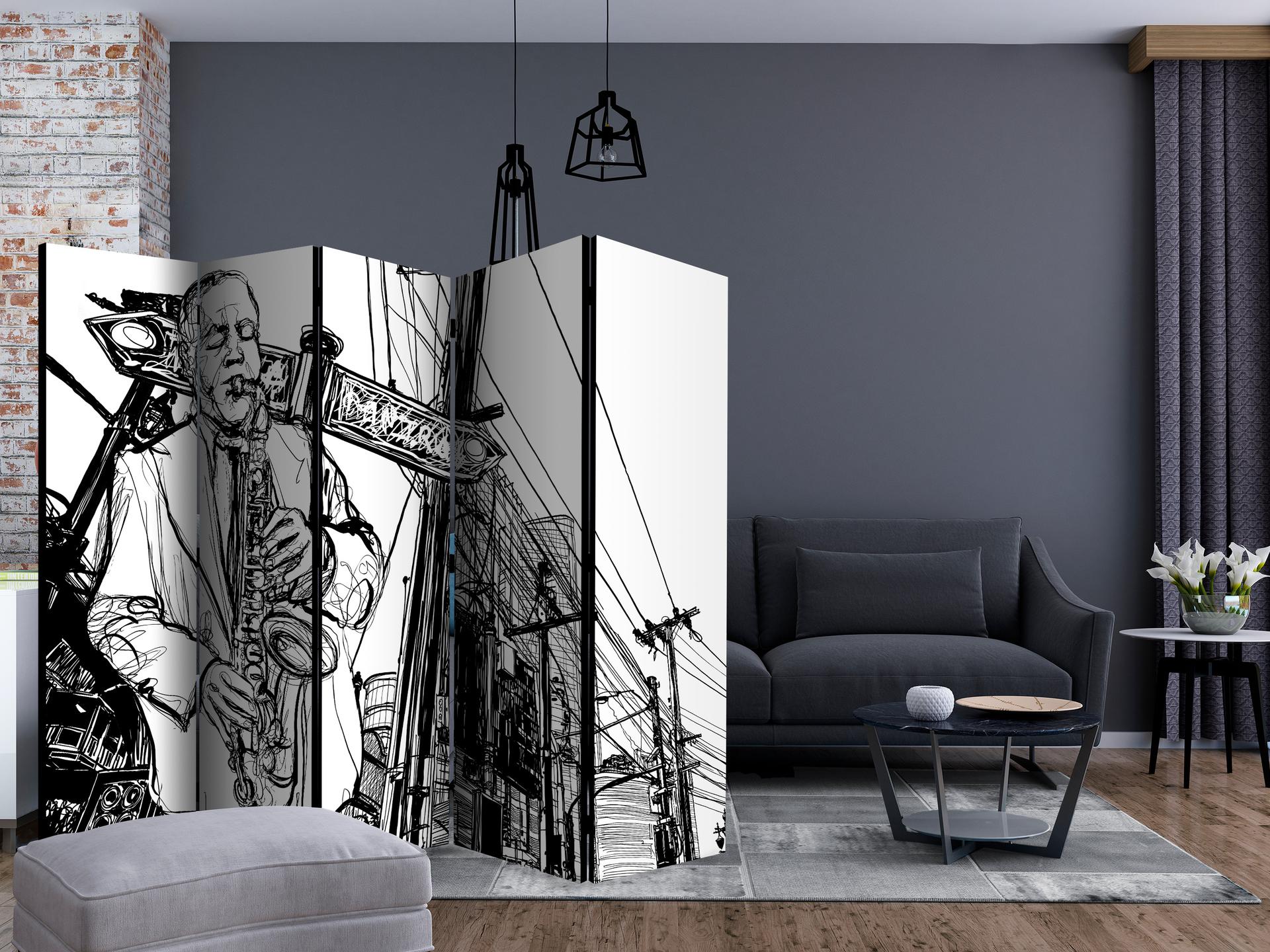 Schermo divisorio - Broadway oscillante , 5 pezzi - 225x172 cm