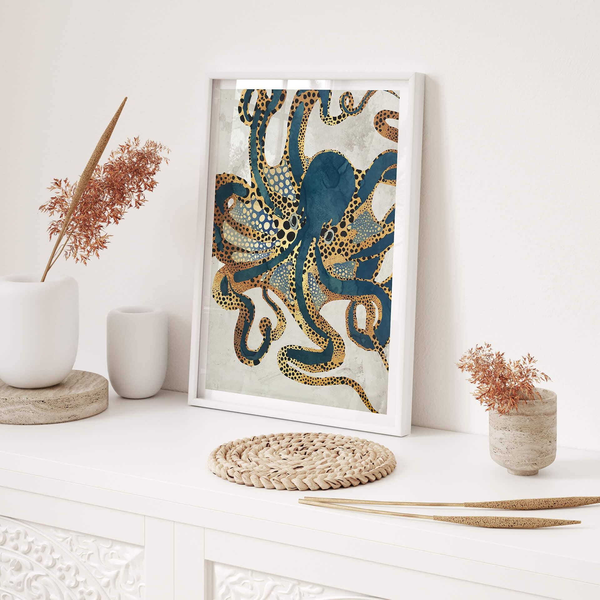 Plakat SpaceFrog Designs - Złota ośmiornica