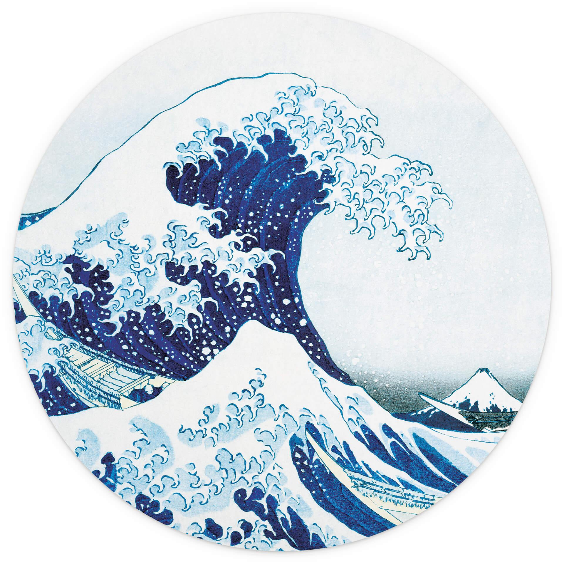 Fotobehang Hokusai - De grote golf - Rond - vliesbehang/zelfklevend vliesbehang