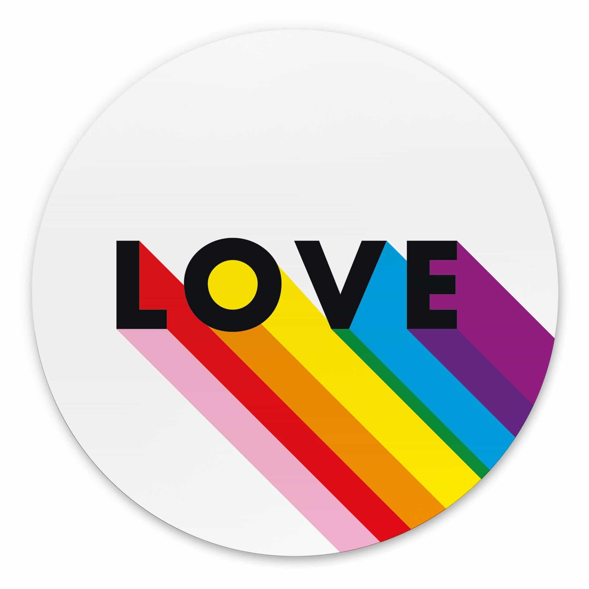Vægcirkel LGBTQIA+ Love – print på aluminium (Alu-Dibond)