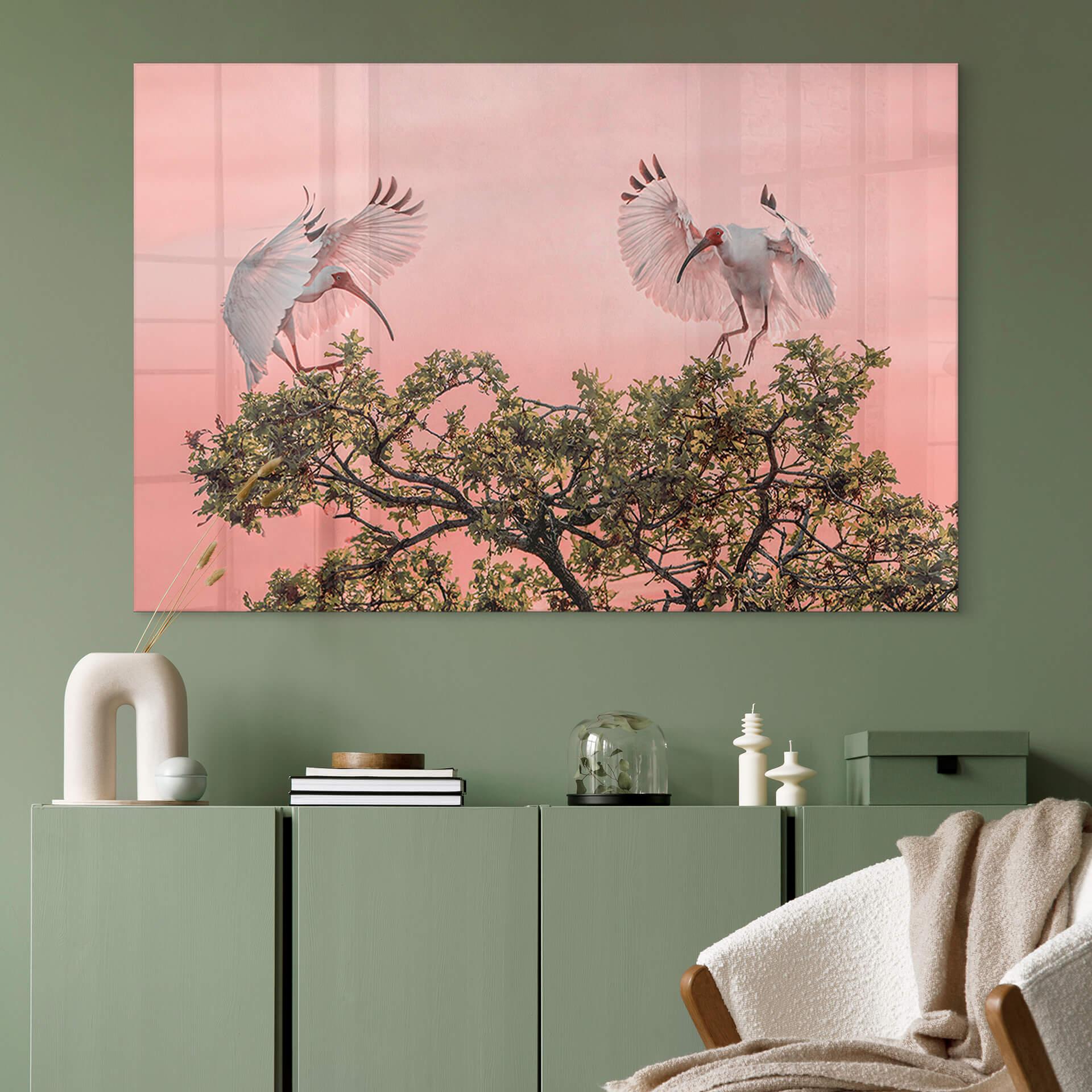 Akrylbillede Zhao - Birds at Sunset