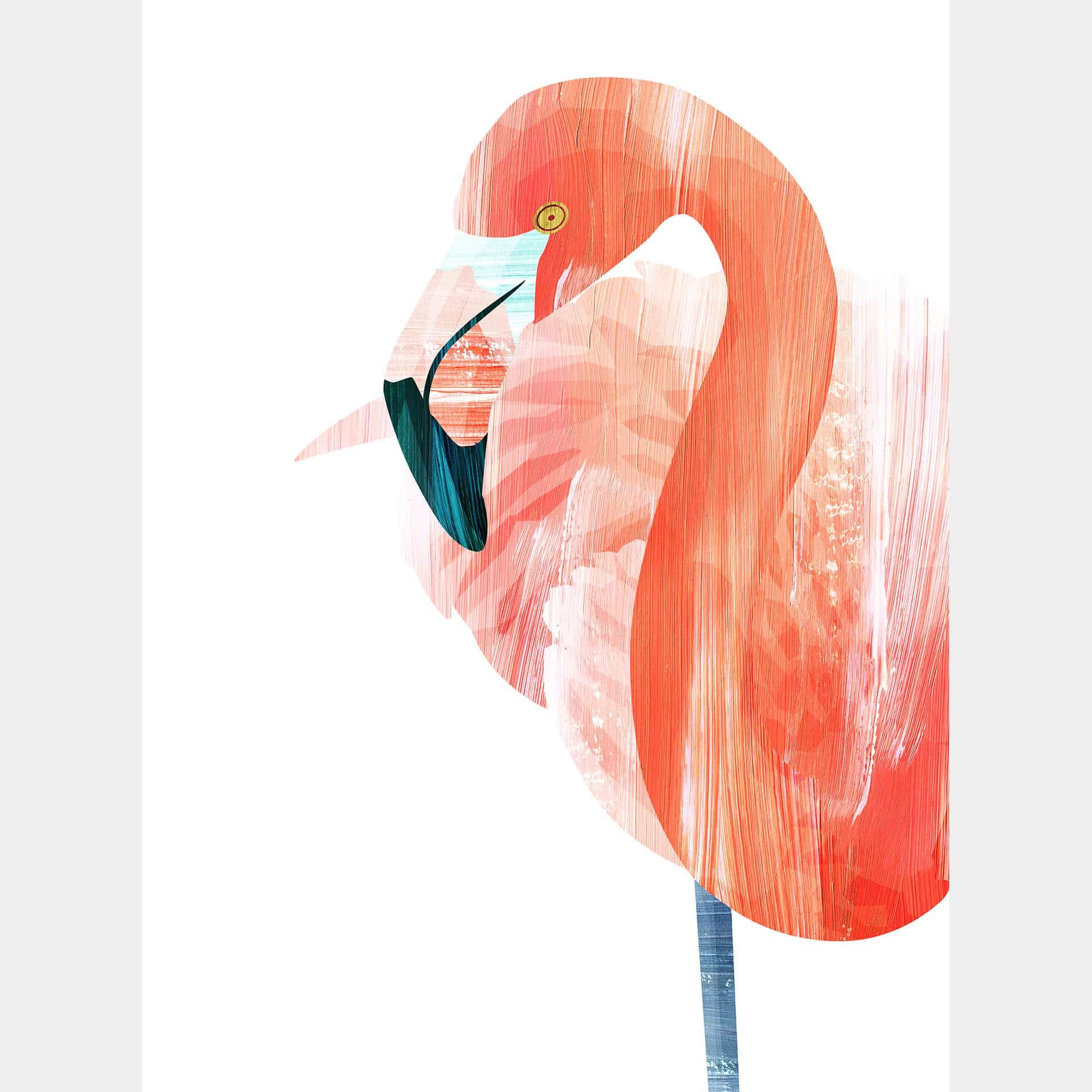 Fotobehang Goed Blauw - Pink Flamingo