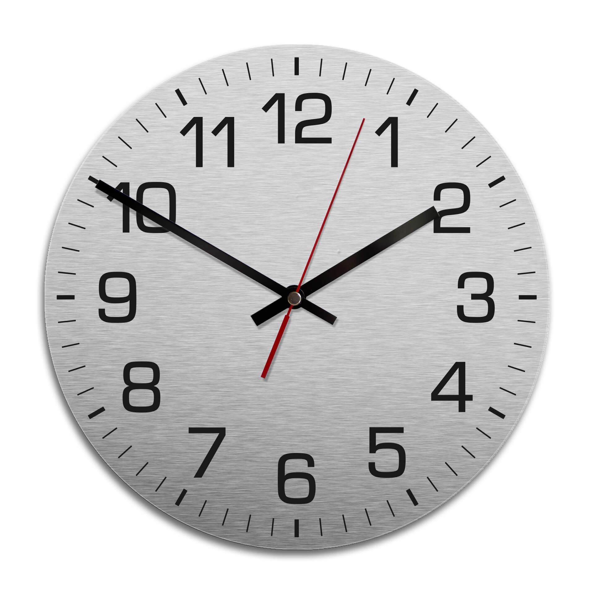 Horloge murale en Alu-Dibond - Argenté - Classique