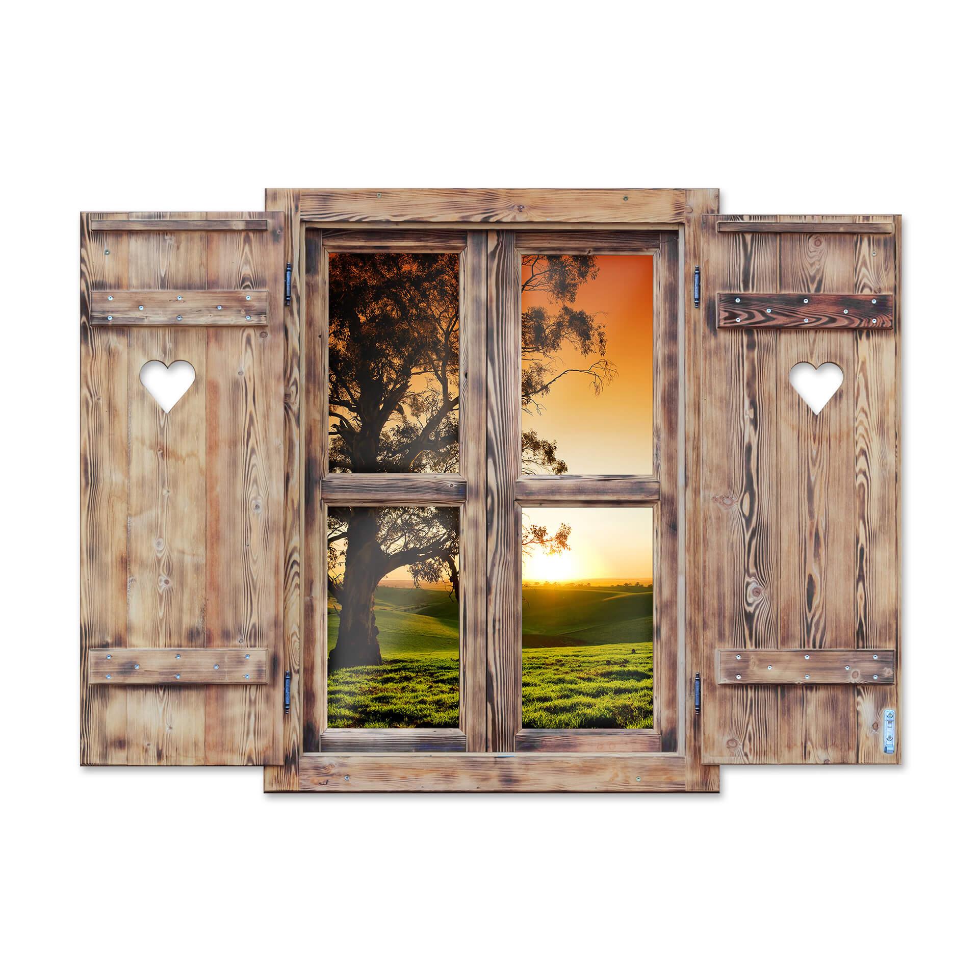 Adesivo 3D Finestra – Tramonto sulle colline