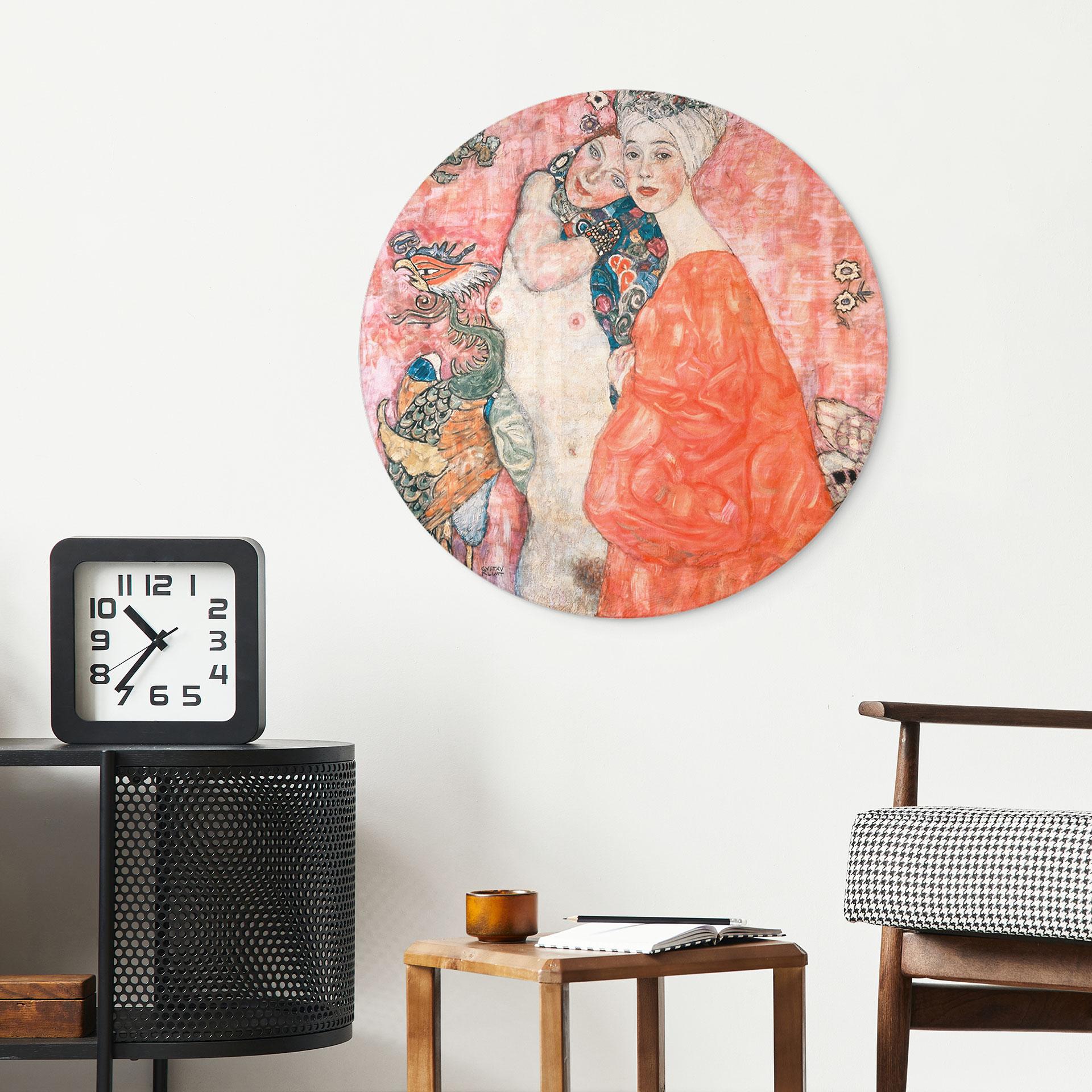 Glasbillede - Klimt - Veninderne - Rund