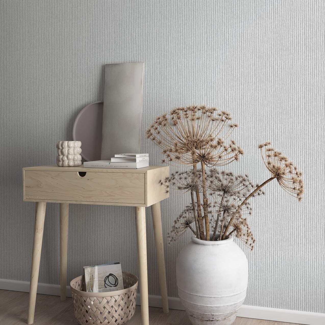 grafisk tapet, non-woven tapet Flora grå