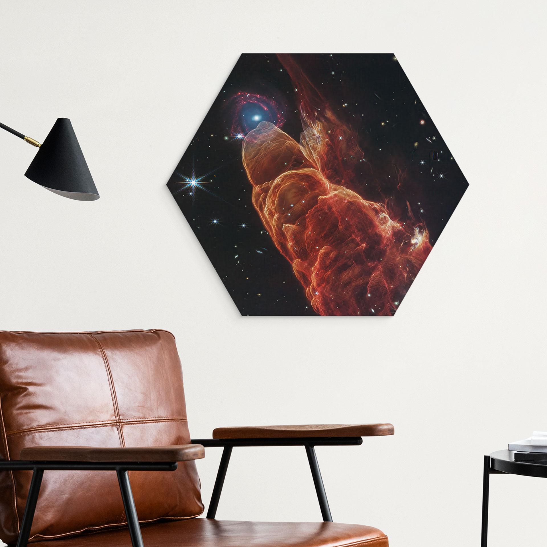 Sekskantet Billede James Webb-teleskopet - Kosmisk hvirvelvind Herbig Haro 49/50