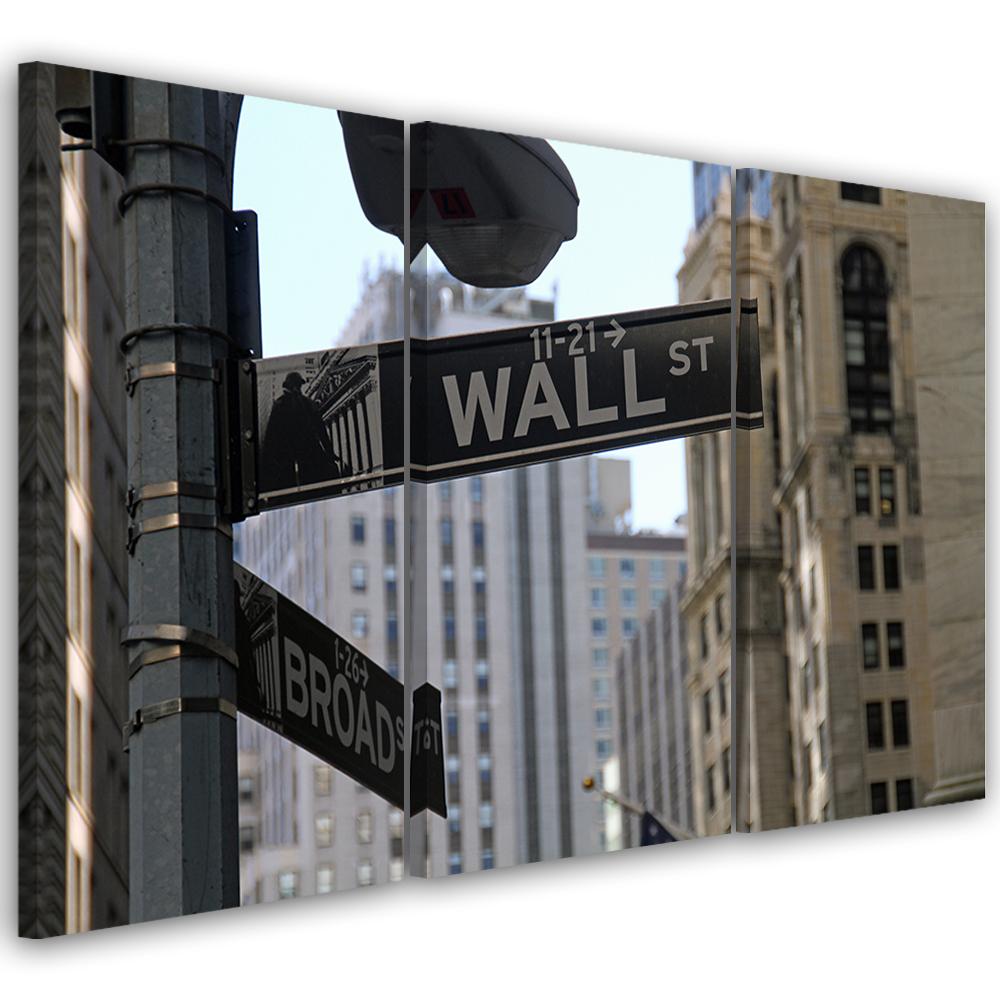 3 stykke lærredstryk, New York Wall Street USA