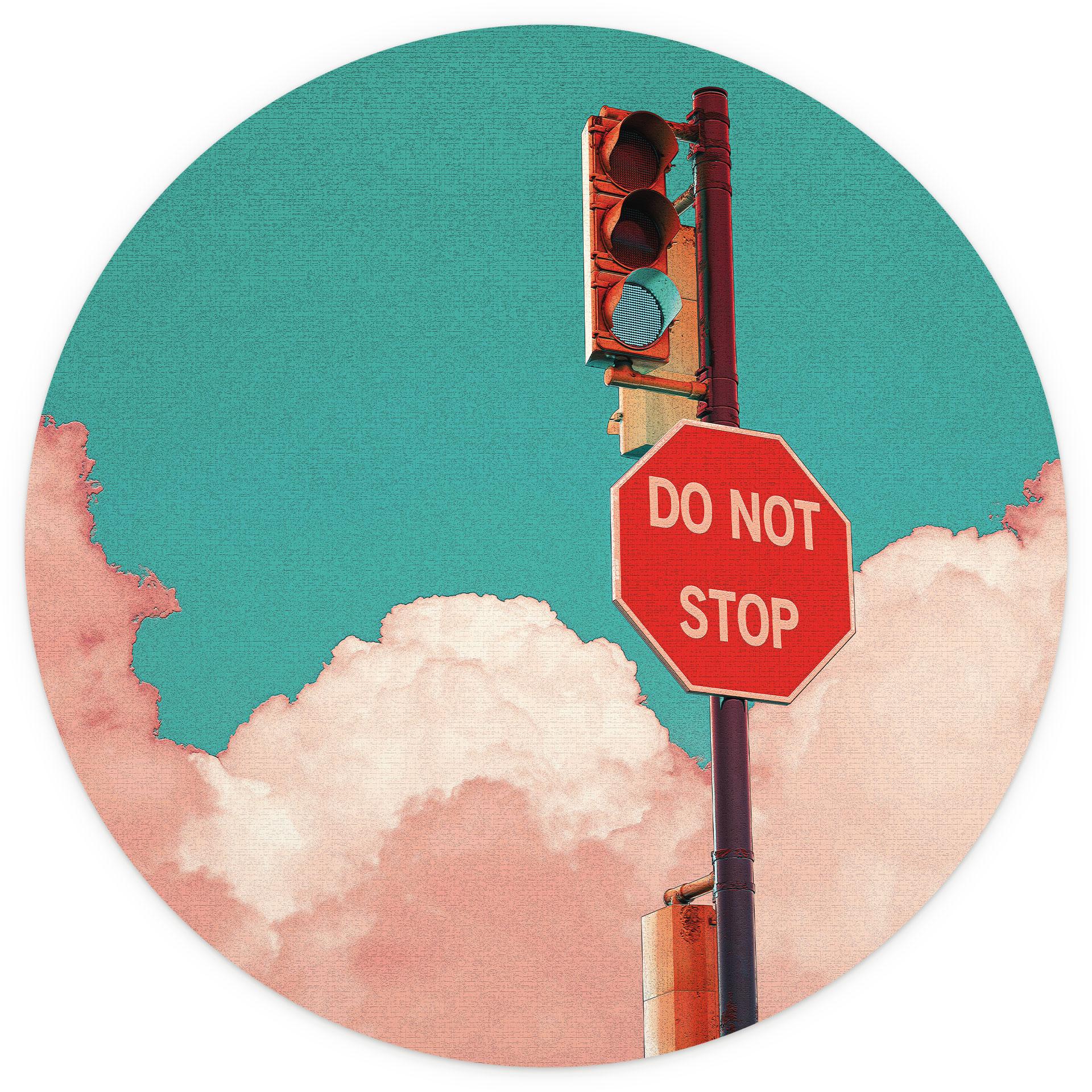 Behangcirkel Do Not Stop - Bord voor turquoise blauwe lucht - CosmoZach - vliesbehang/zelfklevend vl