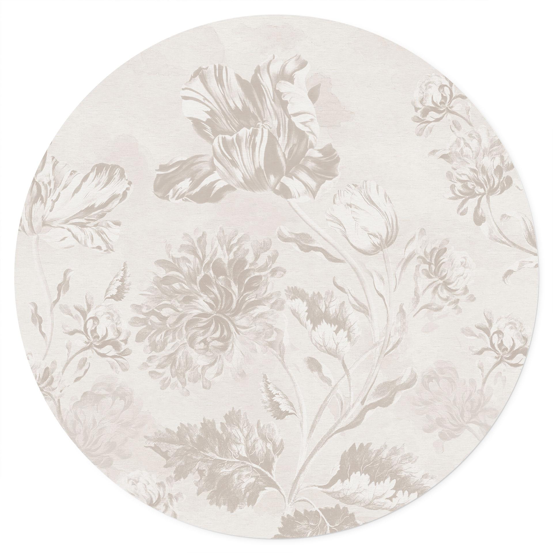 Muursticker Wilde bloemen in krijtlook Grijs - Bloemdecor - Rond