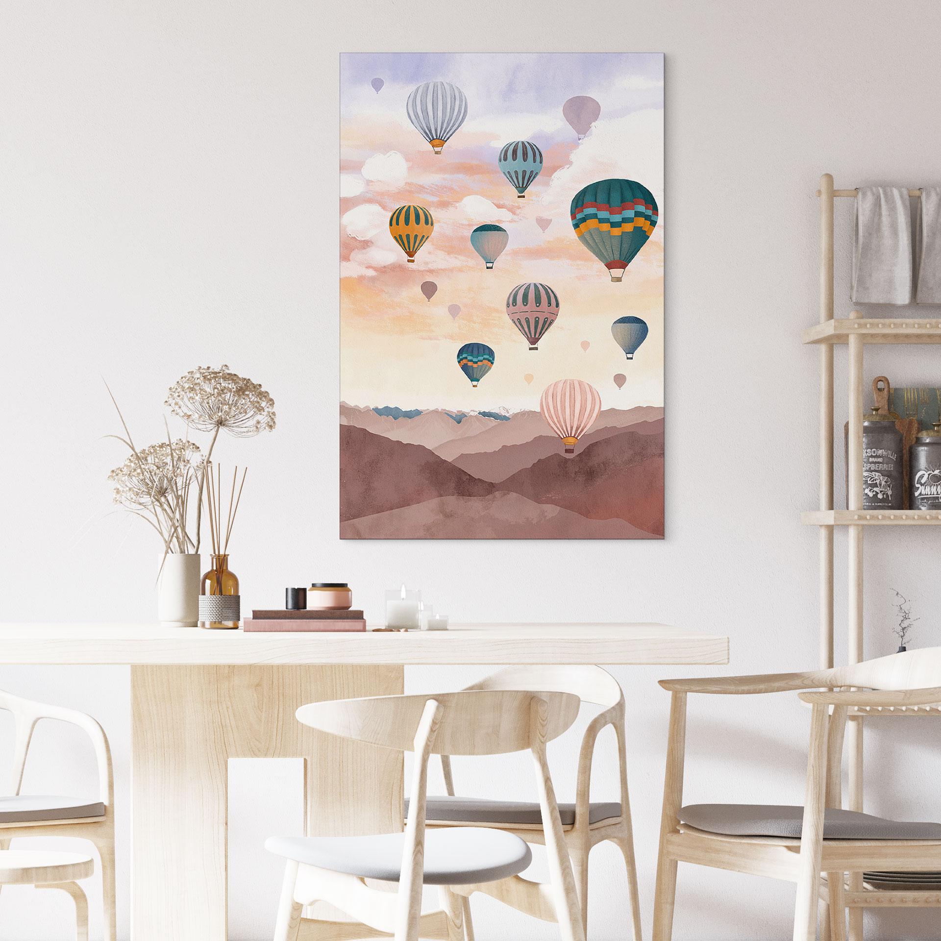 Fototapet Højt oppe med luftballonerne - Goed Blauw – print på aluminium (Alu-Dibond)