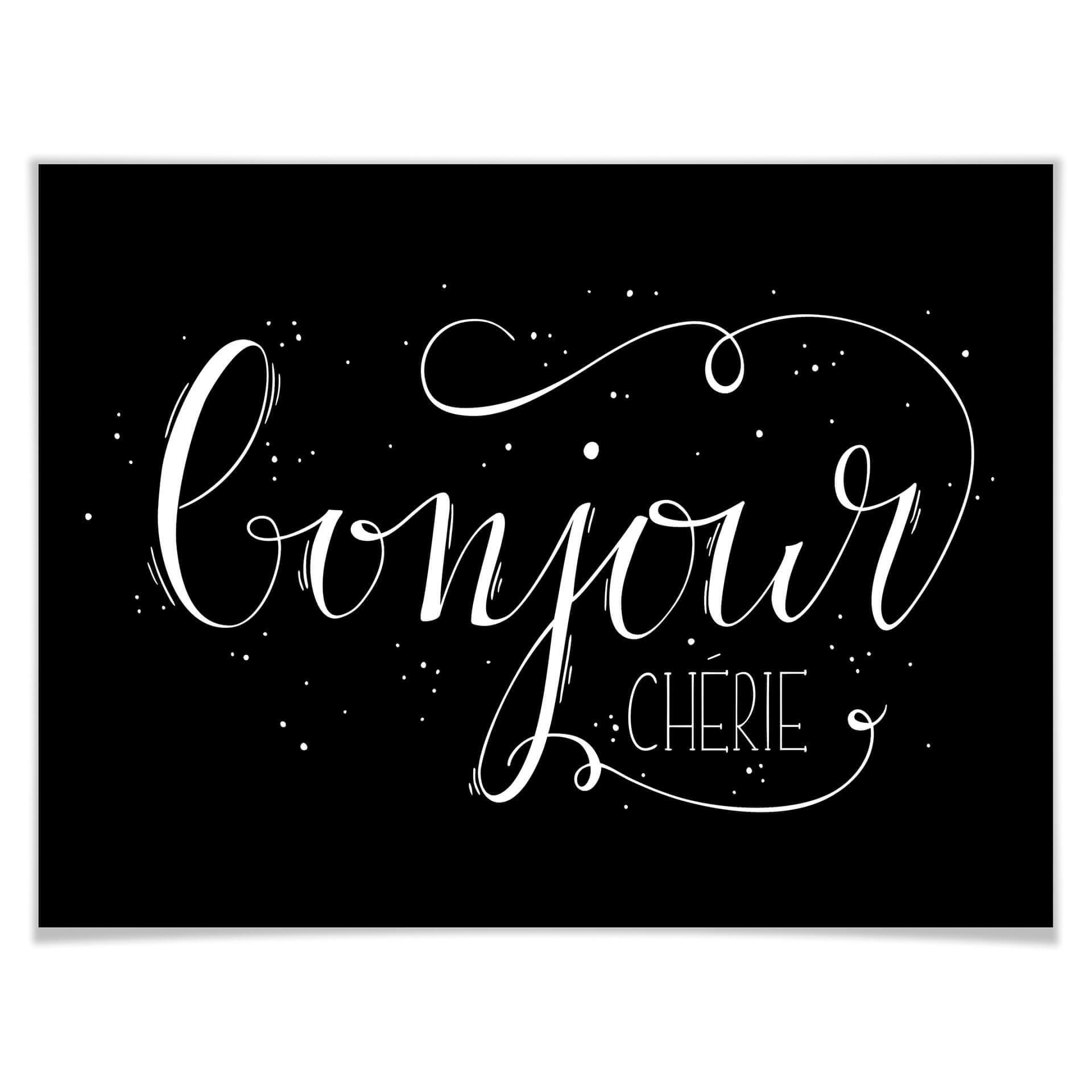 Plakat Bonjour Chérie - czarny negatyw