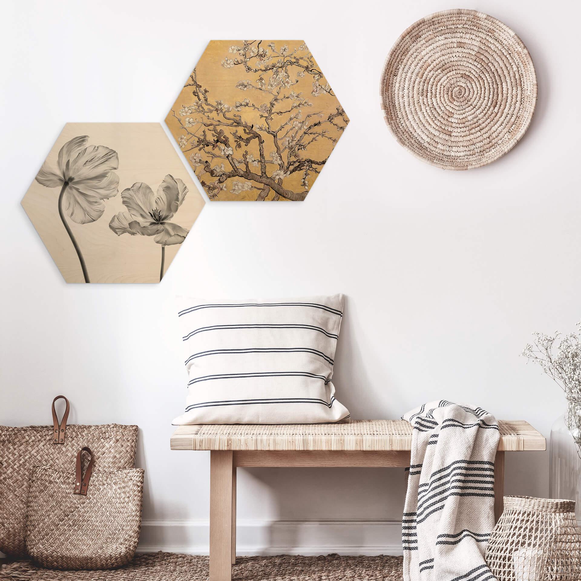 Hexagon Hout van Gogh - Amandelbloesem crème