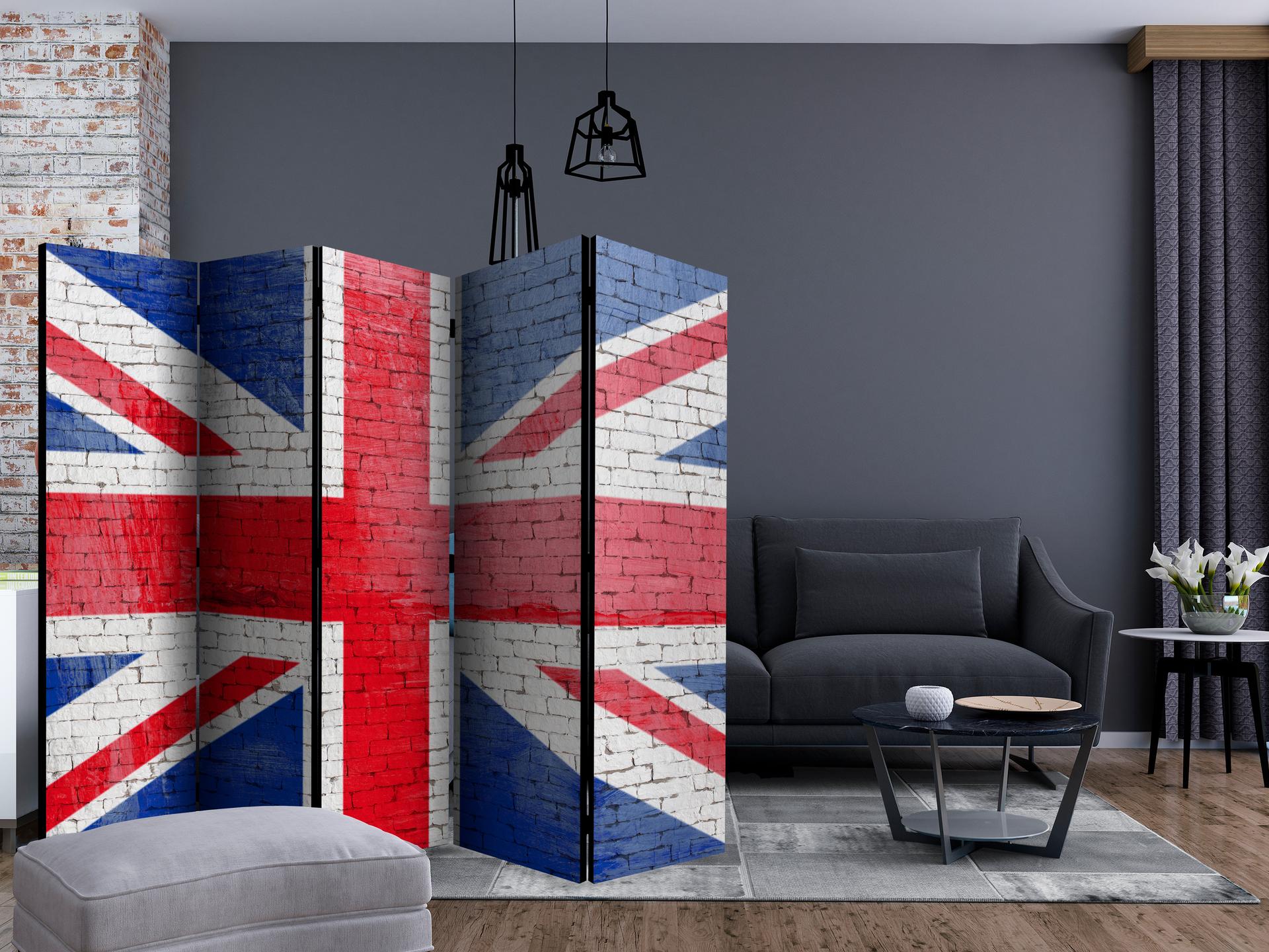 Schermo divisorio - Bandiera britannica , 5 pezzi - 225x172 cm