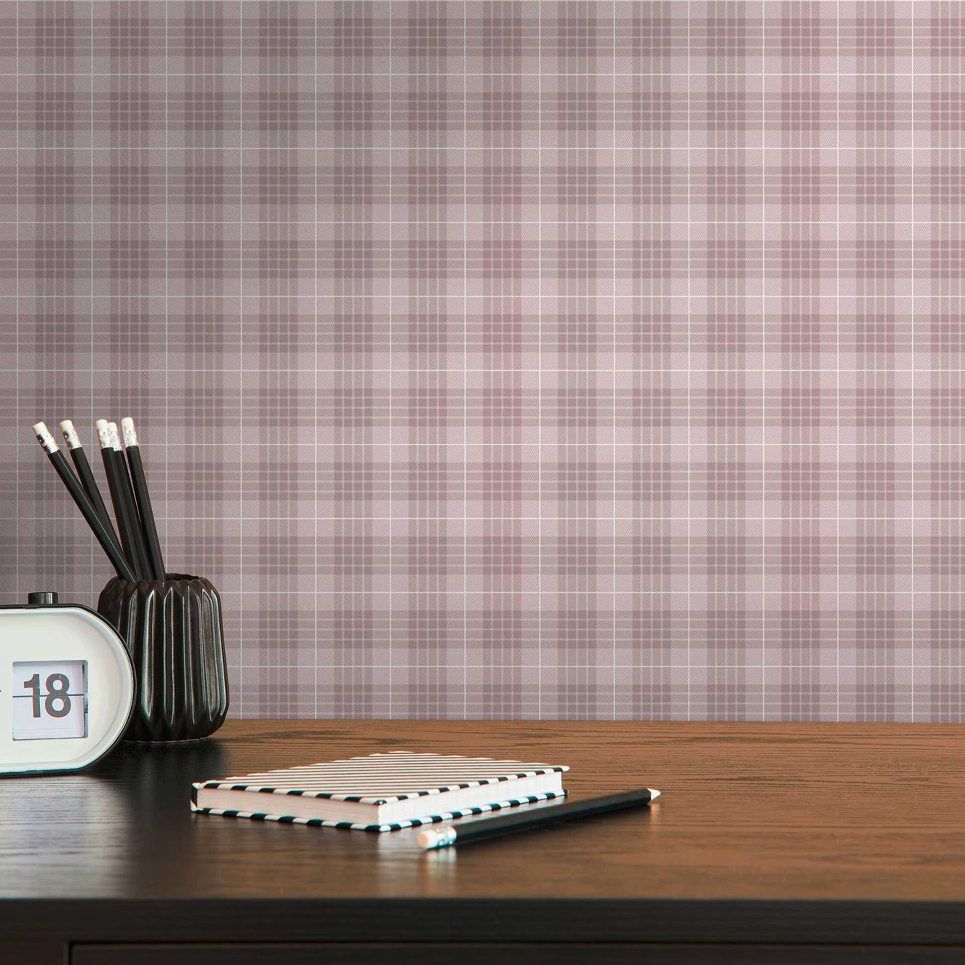 ternet non-woven tapet i retro look hvid grå - vintage ternet tapet moderne