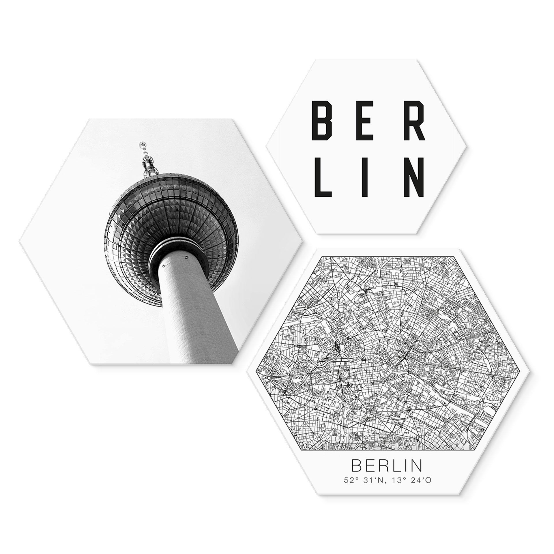 Hexagon - Alu-Dibond - Typisch Berlin (3-teilig)