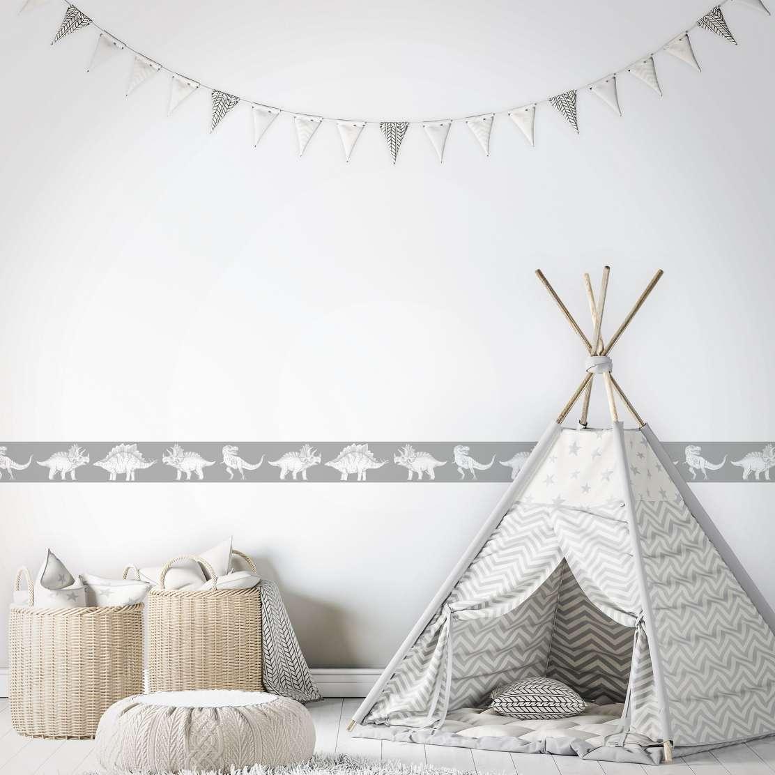 Børnetapet, non-woven tapet Kids Walls grå, hvid