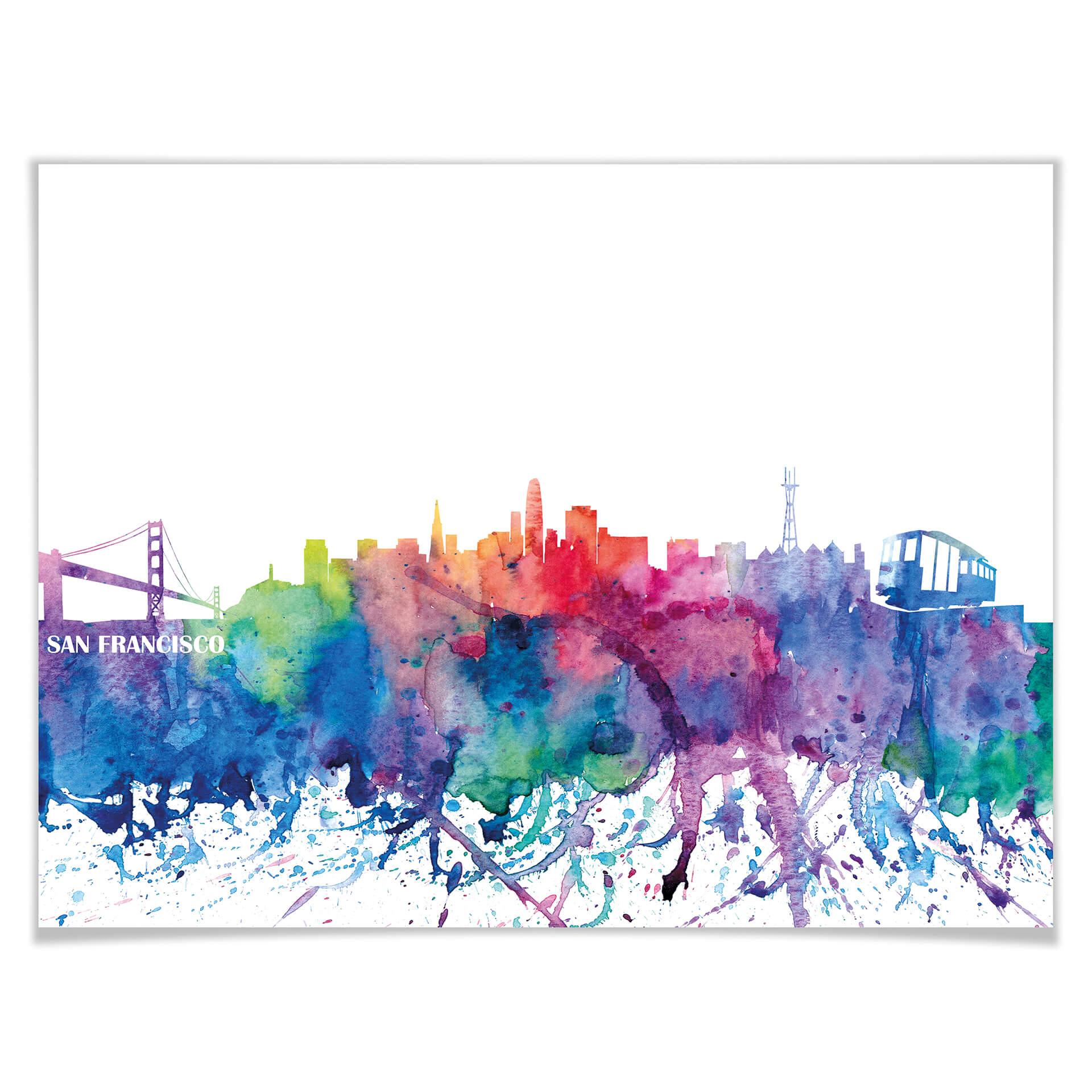 Poster Bleichner - San Francisco Skyline i akvarell