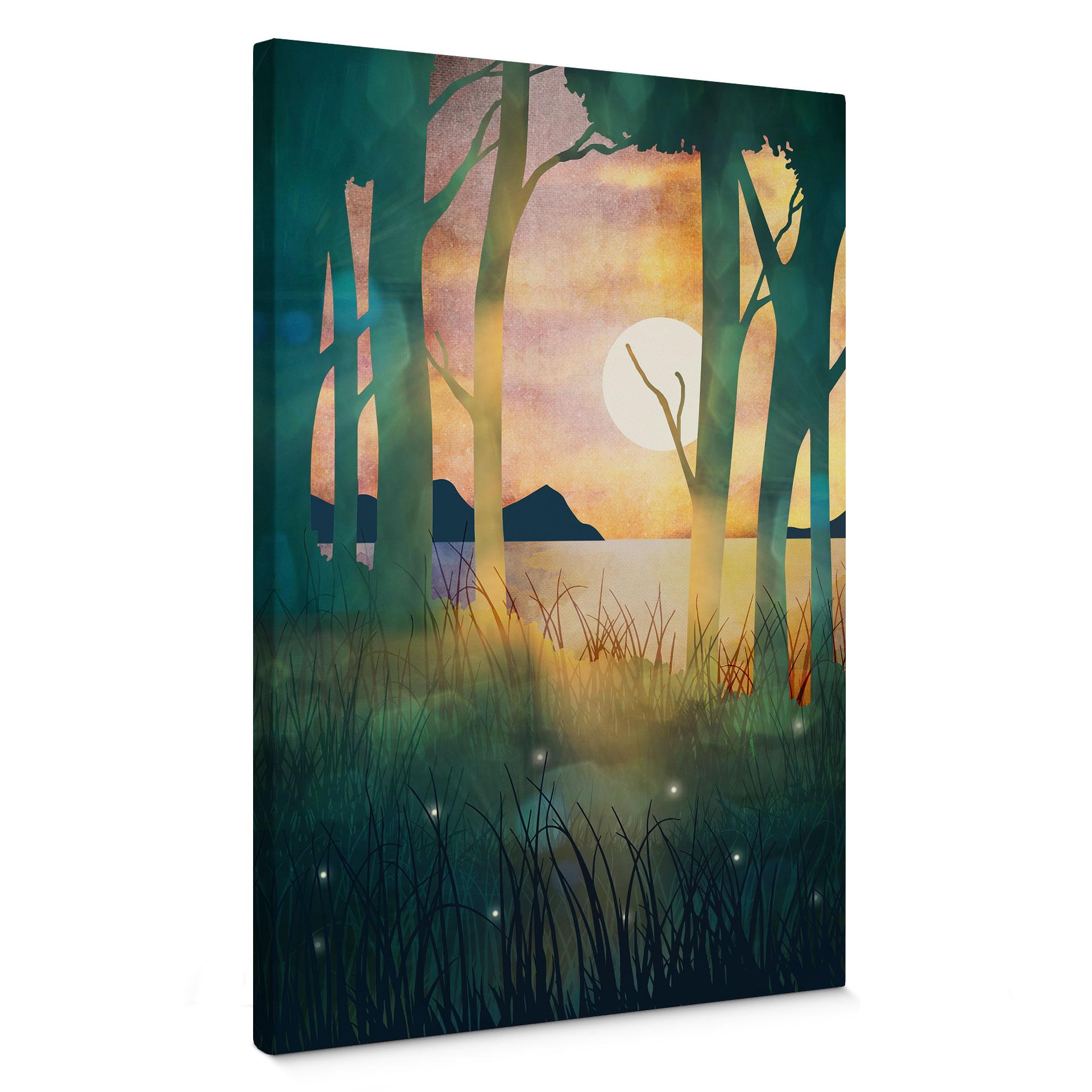 Lærredsprint - Skovens magi ved solnedgang - SpaceFrog Designs