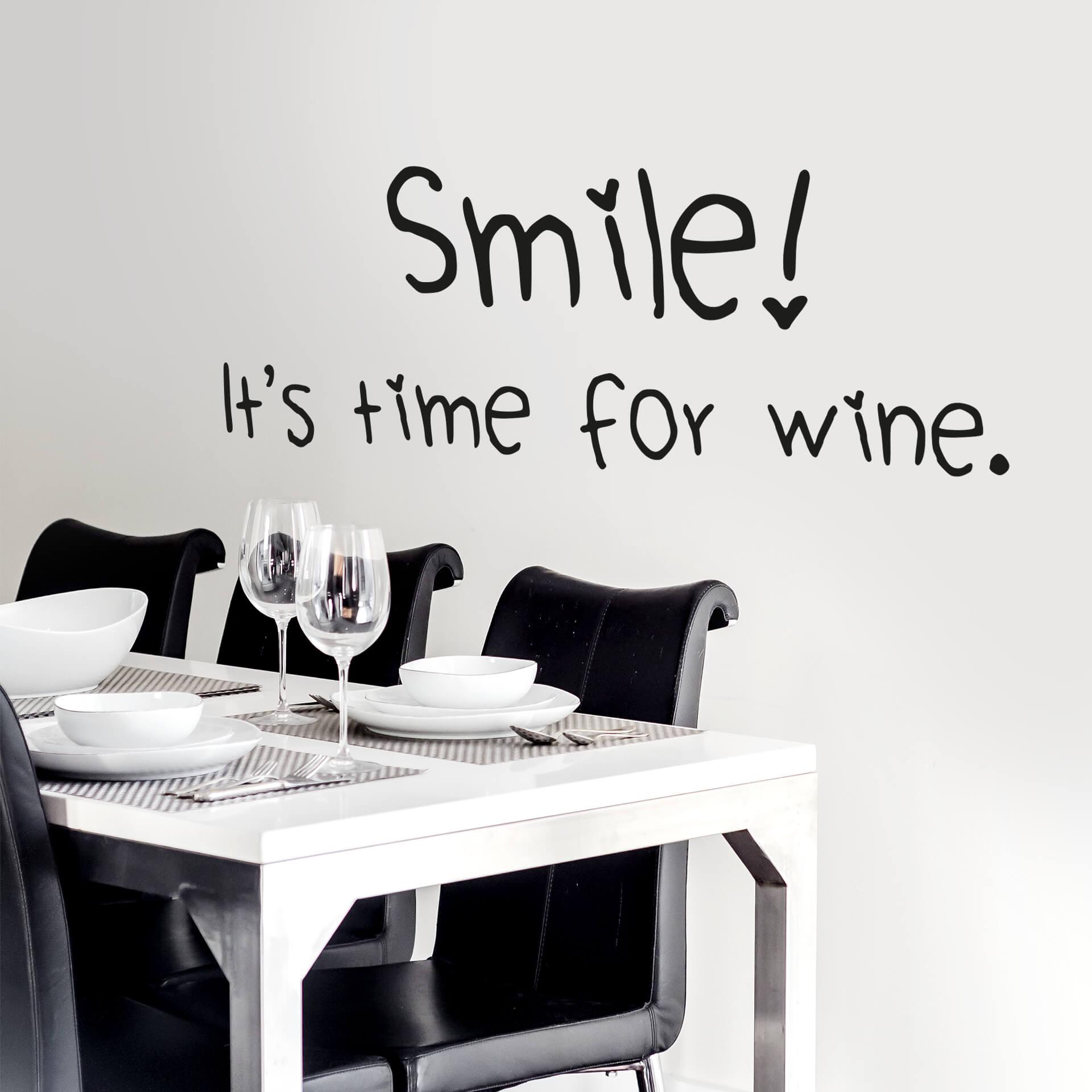 Wallsticker - Smile it's time for wine