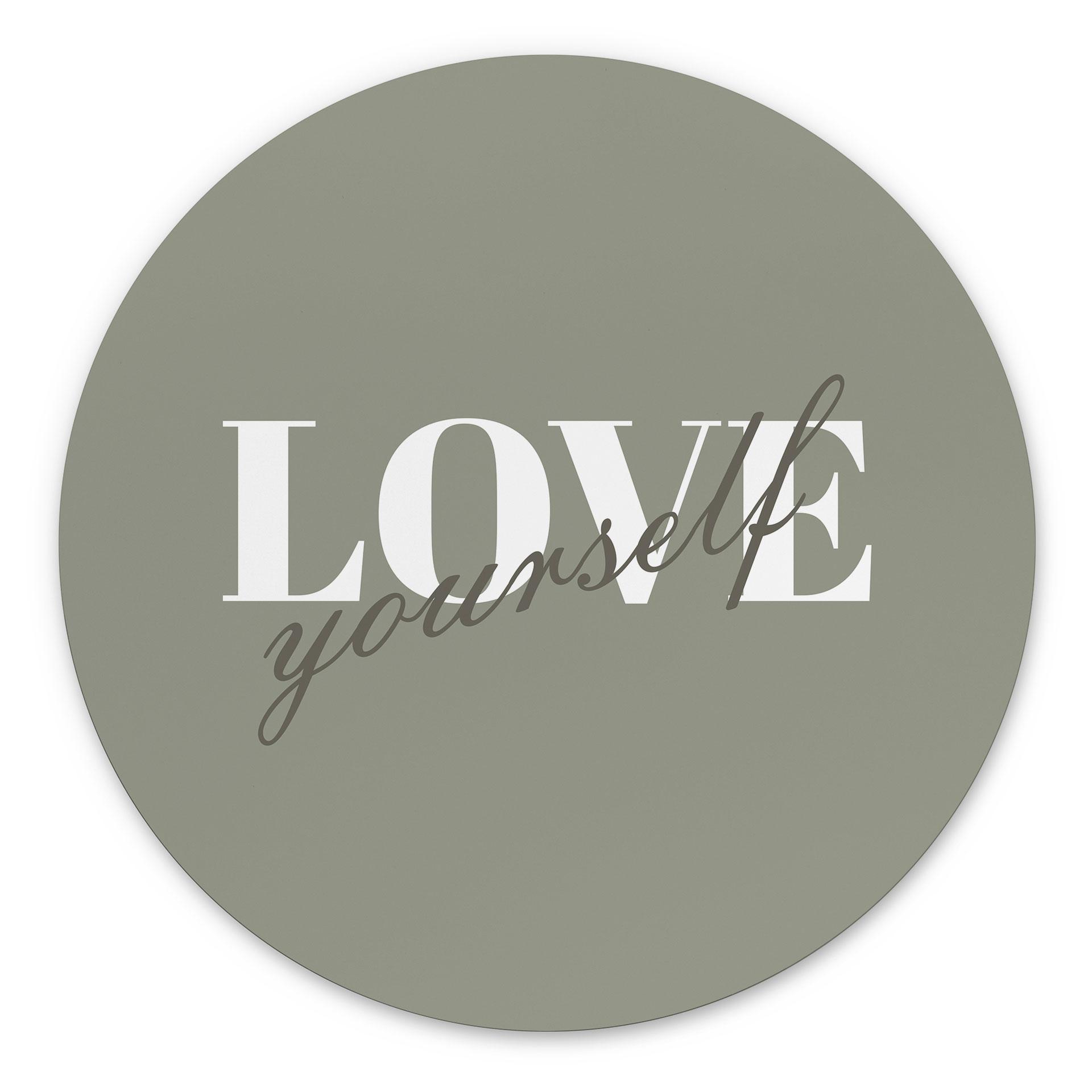 Dibond vægdekoration Love yourself – print på aluminium (Alu-Dibond)