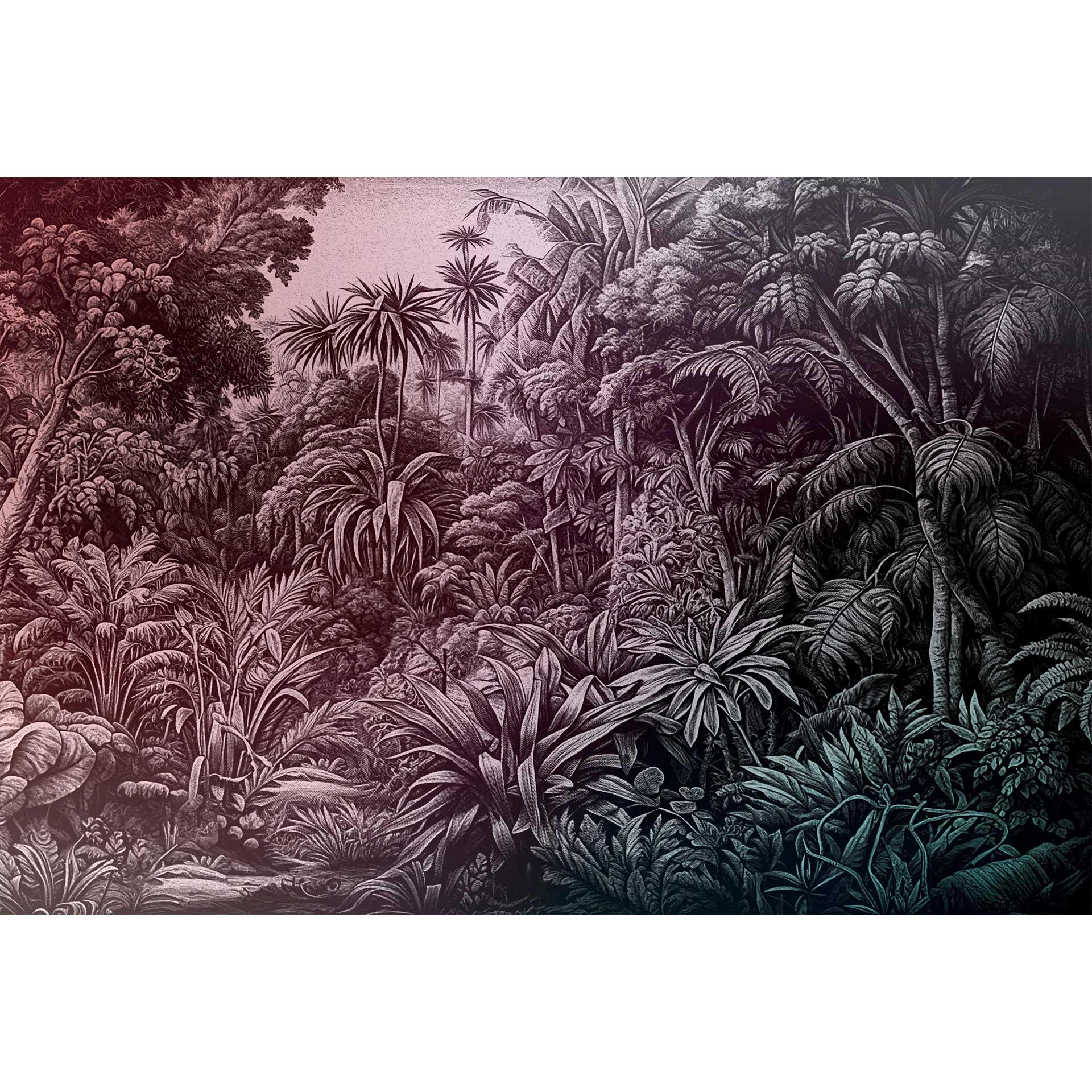 Jungle behang in monochroom - tropische plantenmotieven - vlies