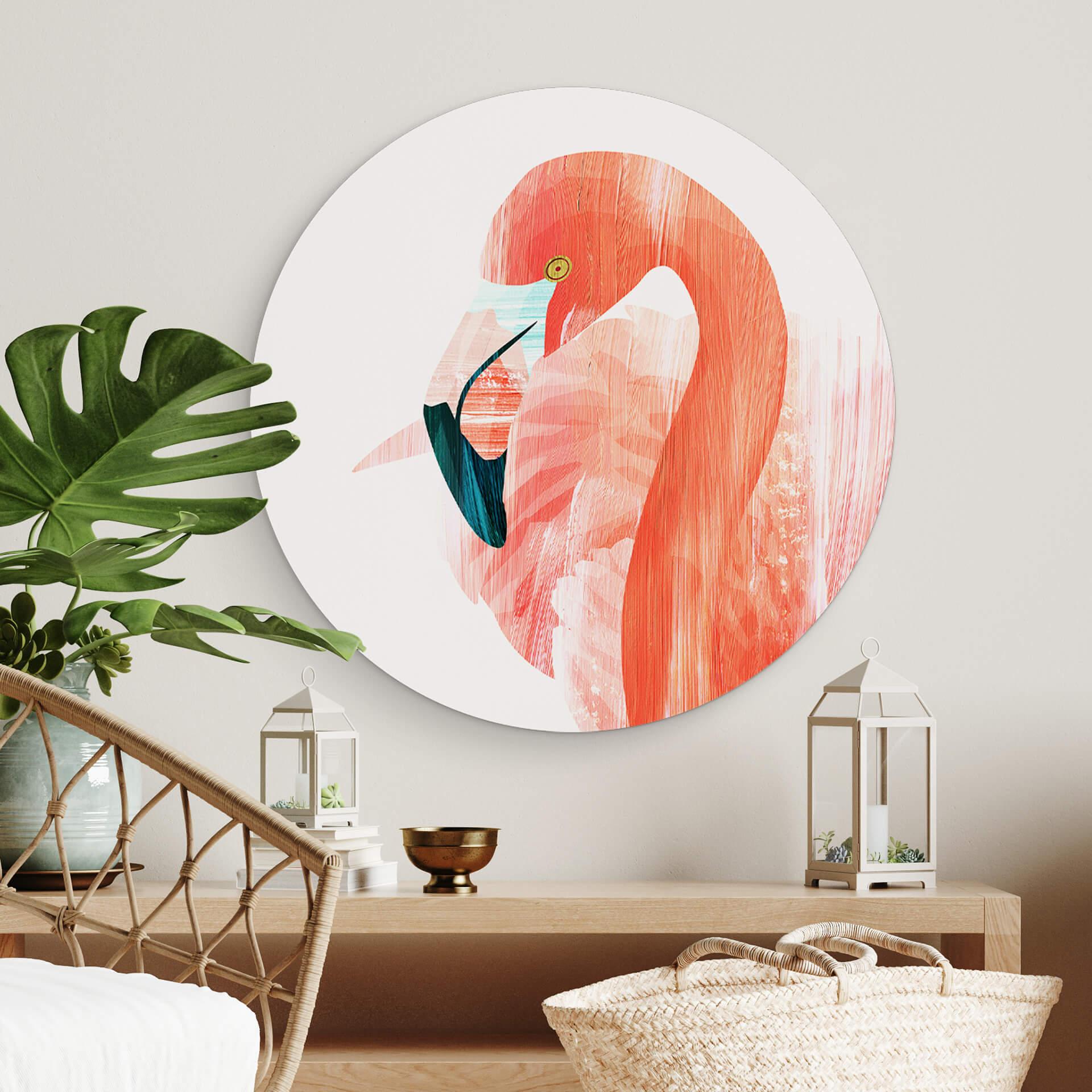 Wandcirkel Goed Blauw - Pink Flamingo