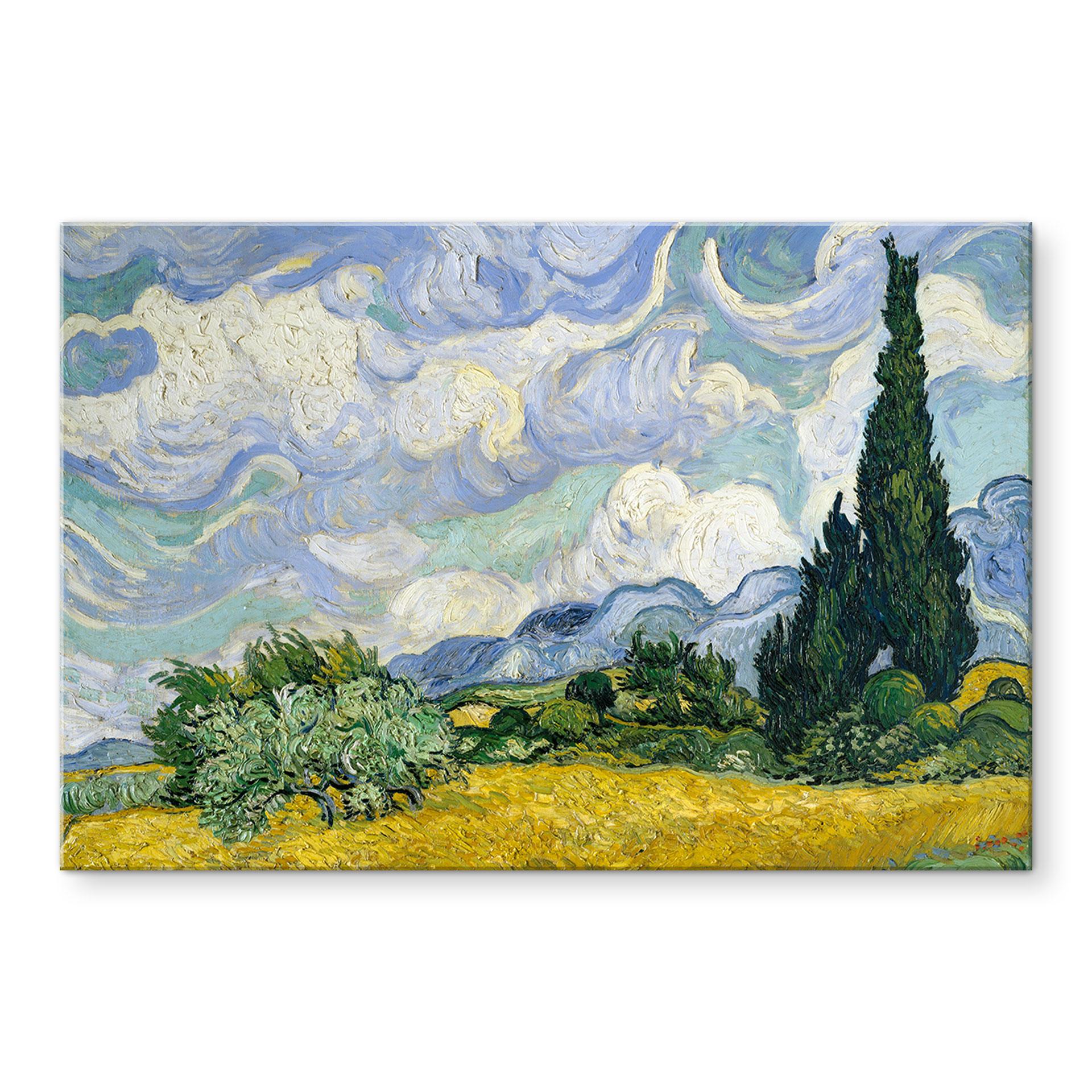 Akrylbillede Van Gogh - Hvedemark med cypresser
