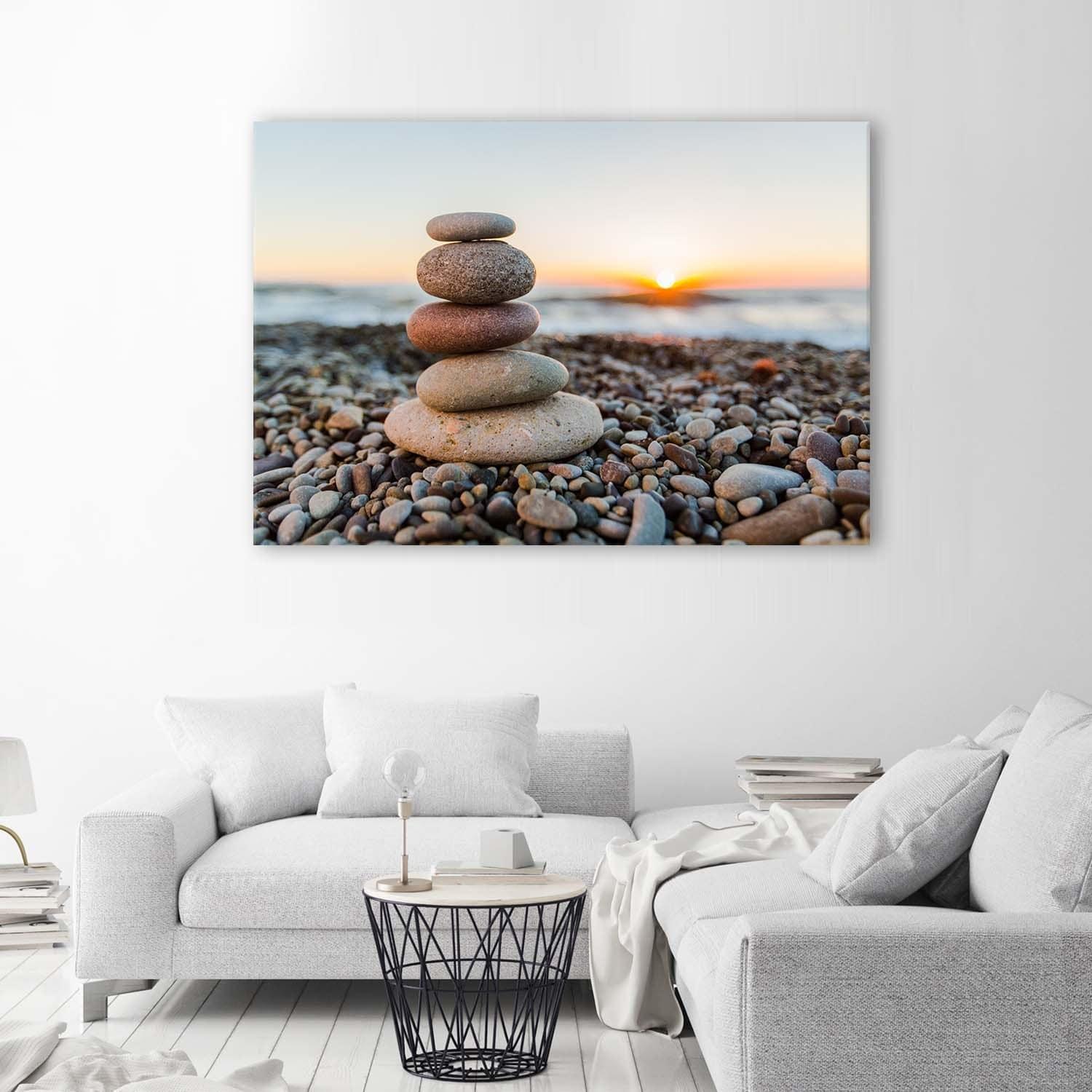Canvasbillede, Zen-sten på en strand