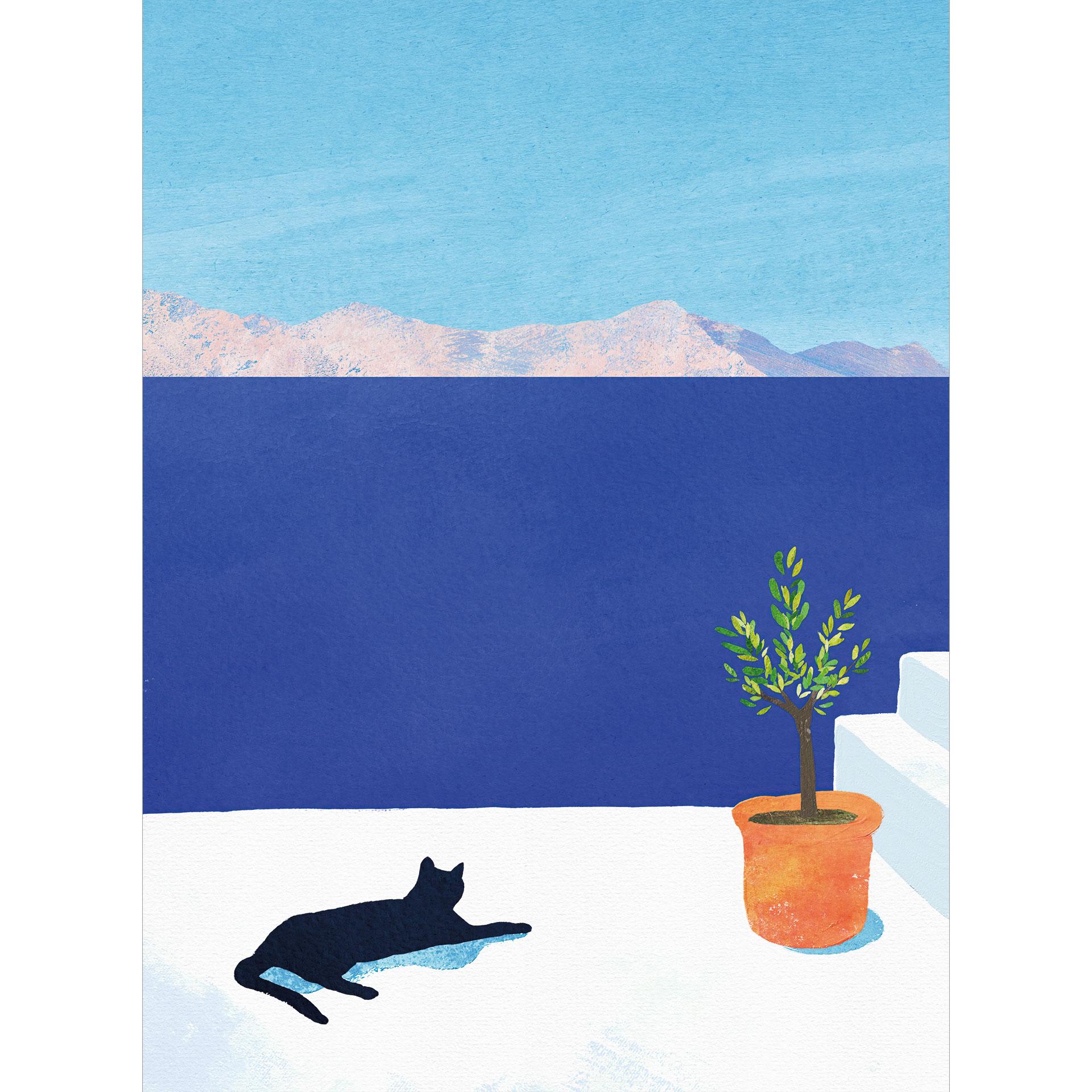 Fotobehang Siësta met kat aan zee - Rivers