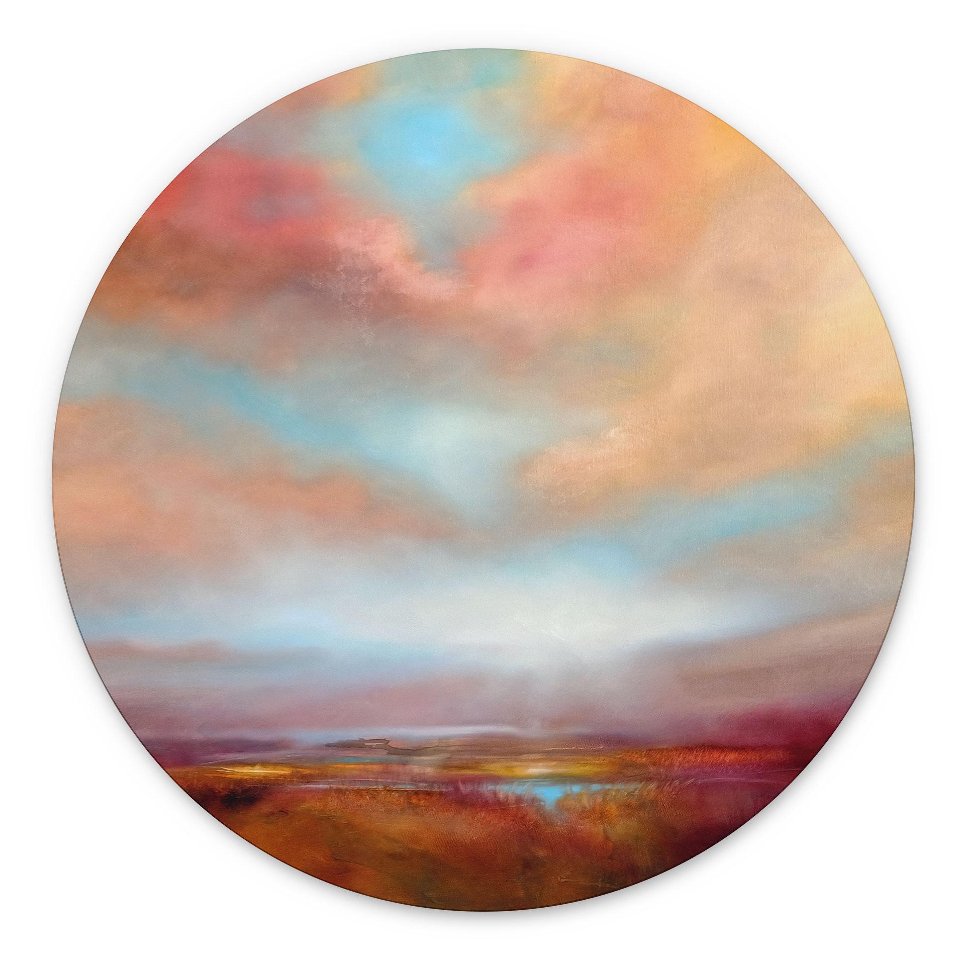 Billede Luminous field in the sunlight - Schmucker - rund – print på aluminium (Alu-Dibond)