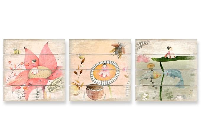 Houten Wanddecoratie-set Duimelijntje (3-delig)