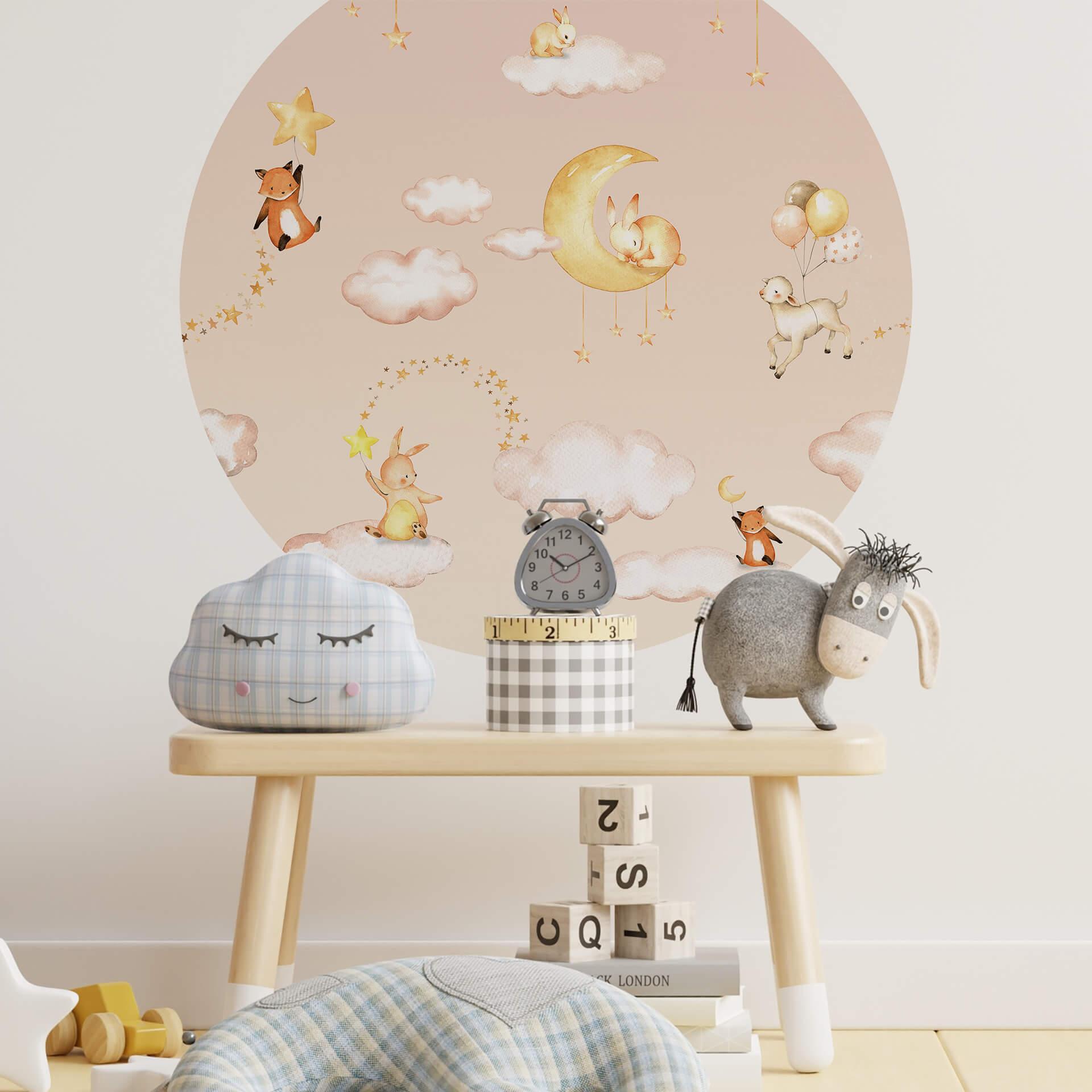 Sticker mural rond Oliver Robins - Doux rêves en rose