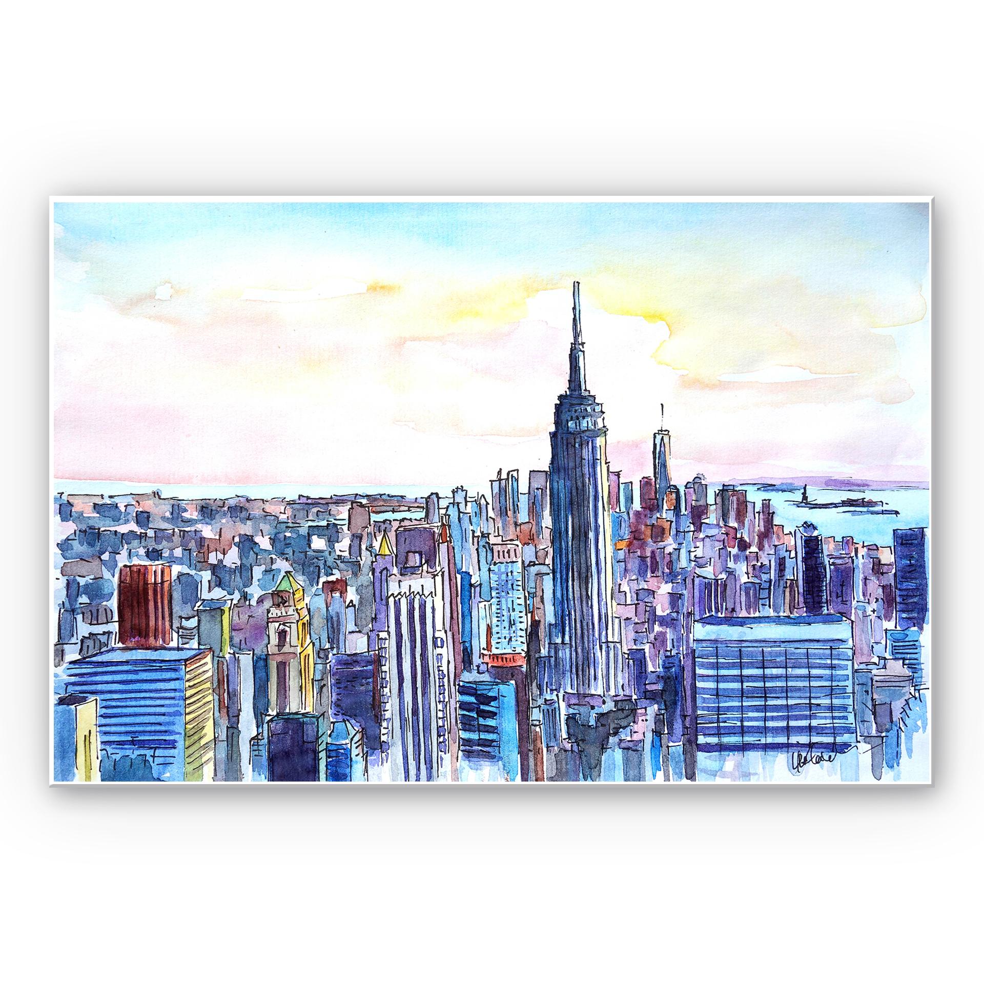 Tableau Forex - Bleichner - Manhattan Skyline - Aquarelle