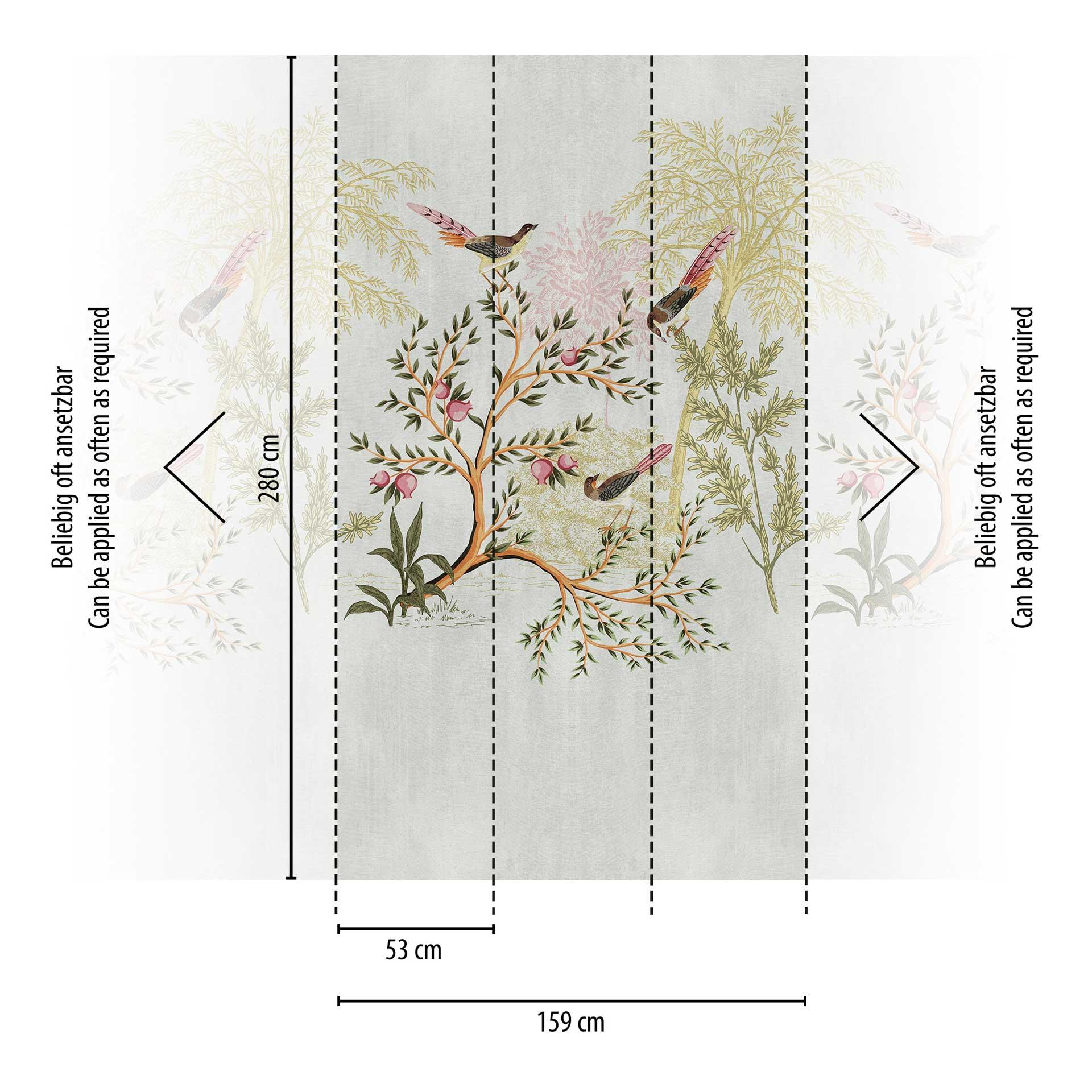 Vintage Grijs Kleurrijk Vogelbehang - vliesbehang met natuurmotief voor woonkamer & slaapkamer