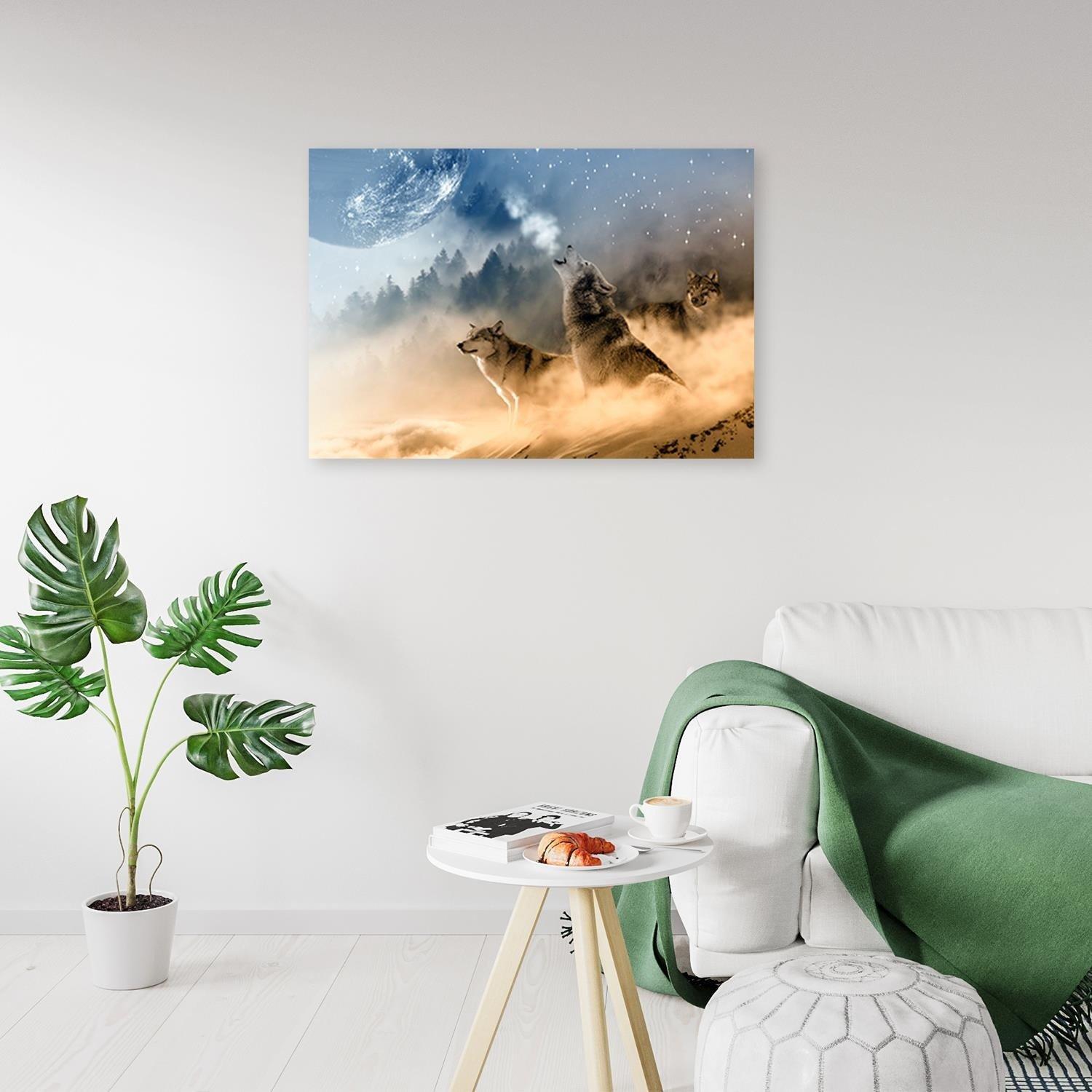 Canvasbillede, hylende ulve