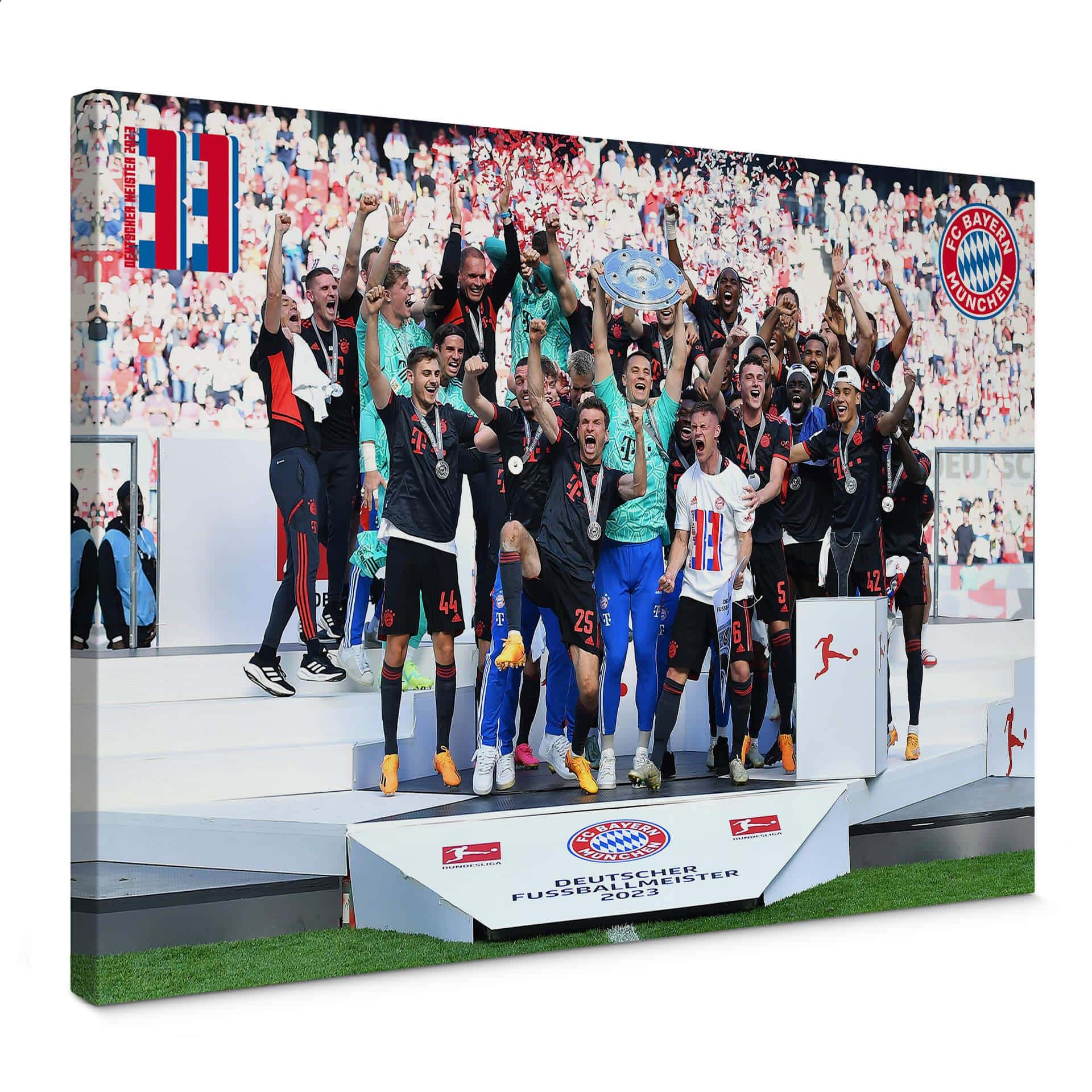 Tableau sur toile FC Bayern Champion d'Allemagne 2023 - 60x40 cm