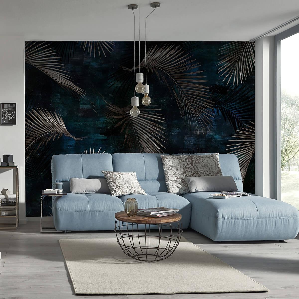 Guido Maria Kretschmer Fotobehang Art Edition Glossy Palms Silver
