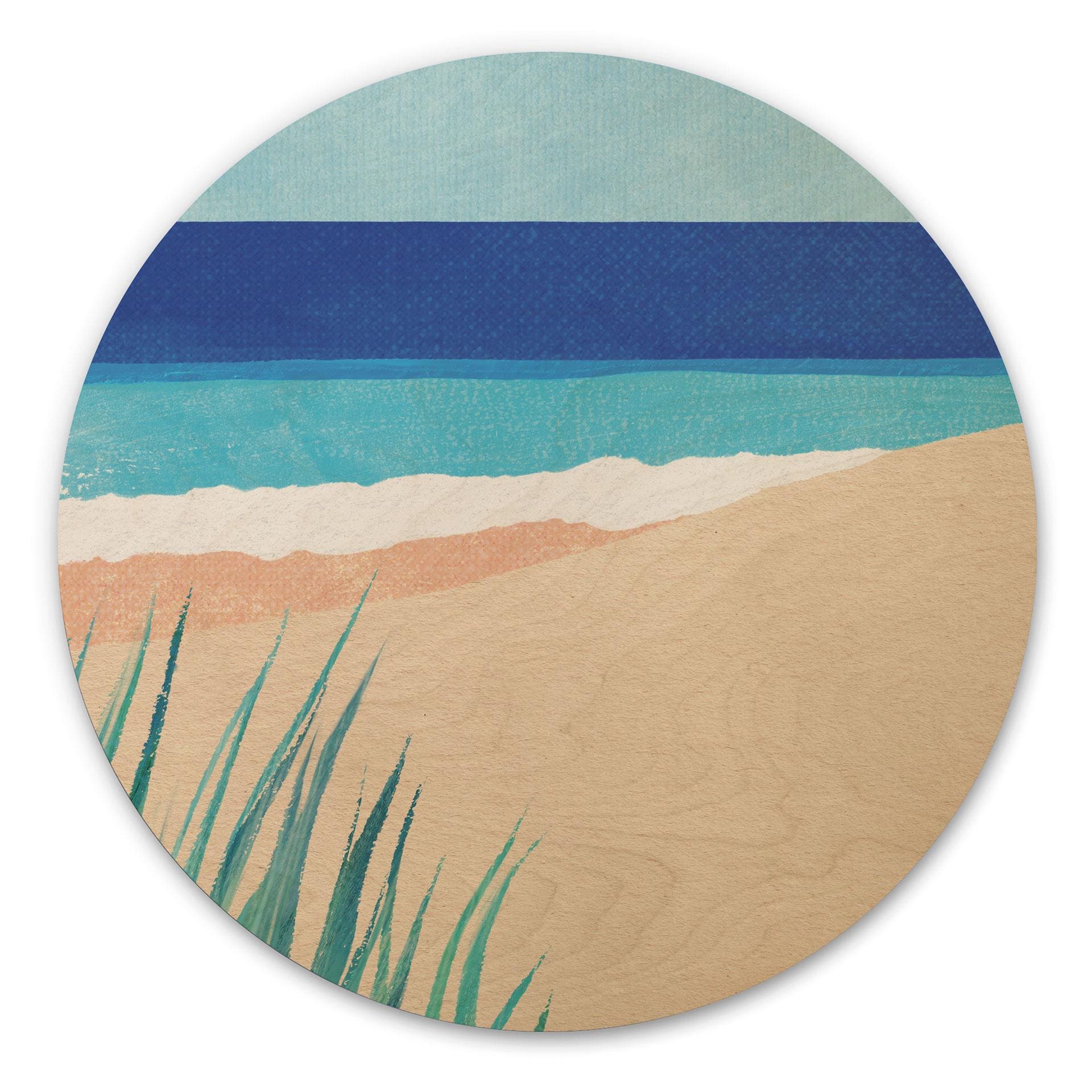 Tableau sur bois Mer Baltique et herbes des dunes - Rivers - Rond