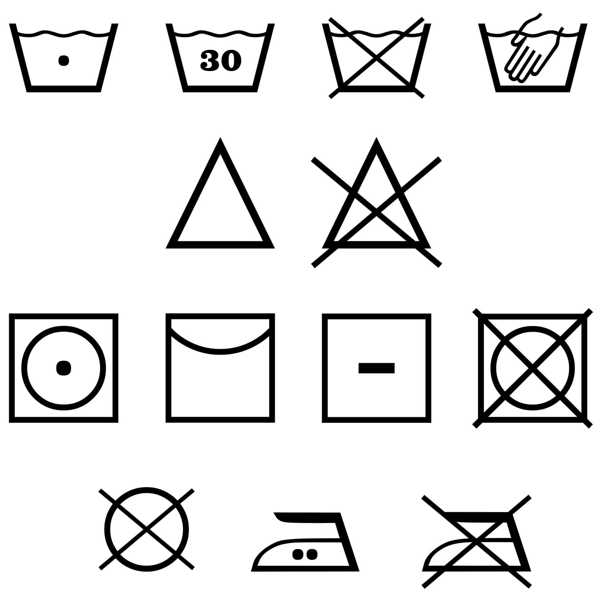 Wandtattoo - Wäschezeichen Symbole