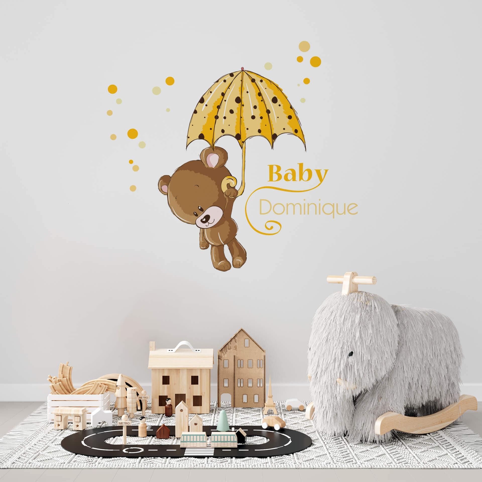 Wallsticker - Navn + baby i gul