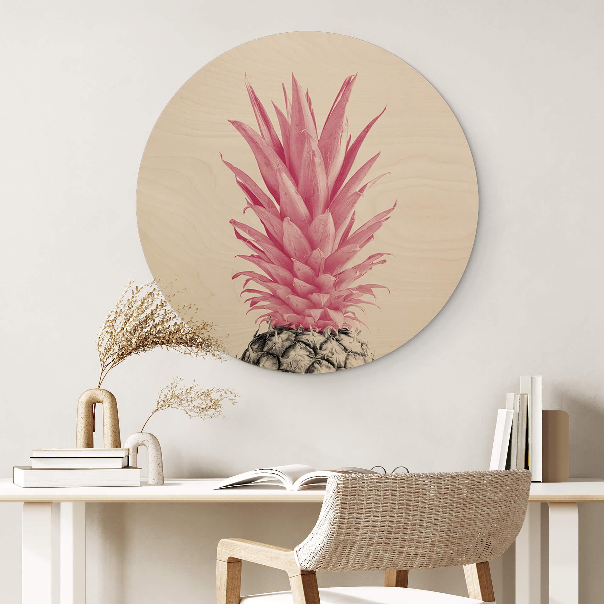 Væg cirkel træ 1X Studio - Pink Pineapple