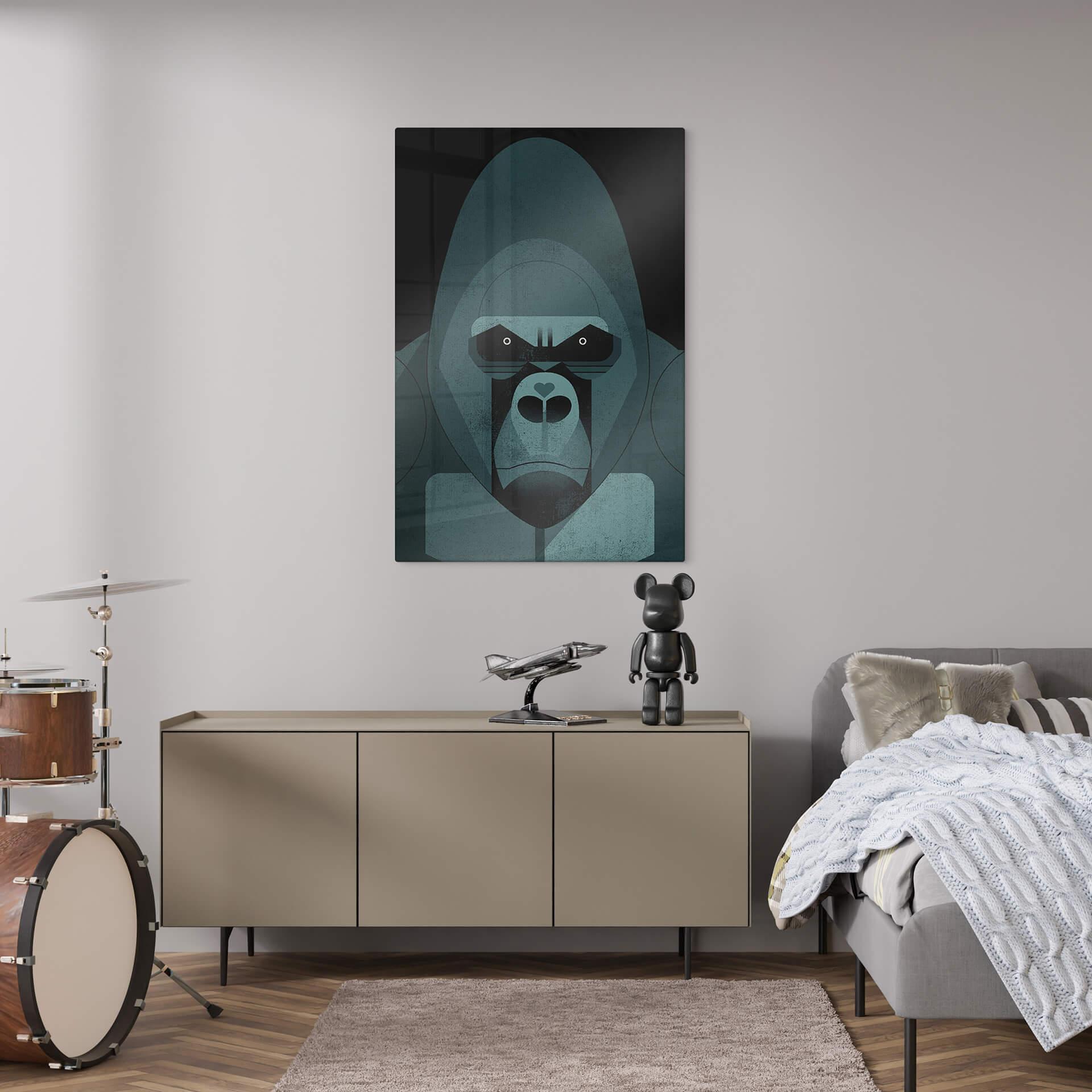 Glasbild Gorilla - Braun