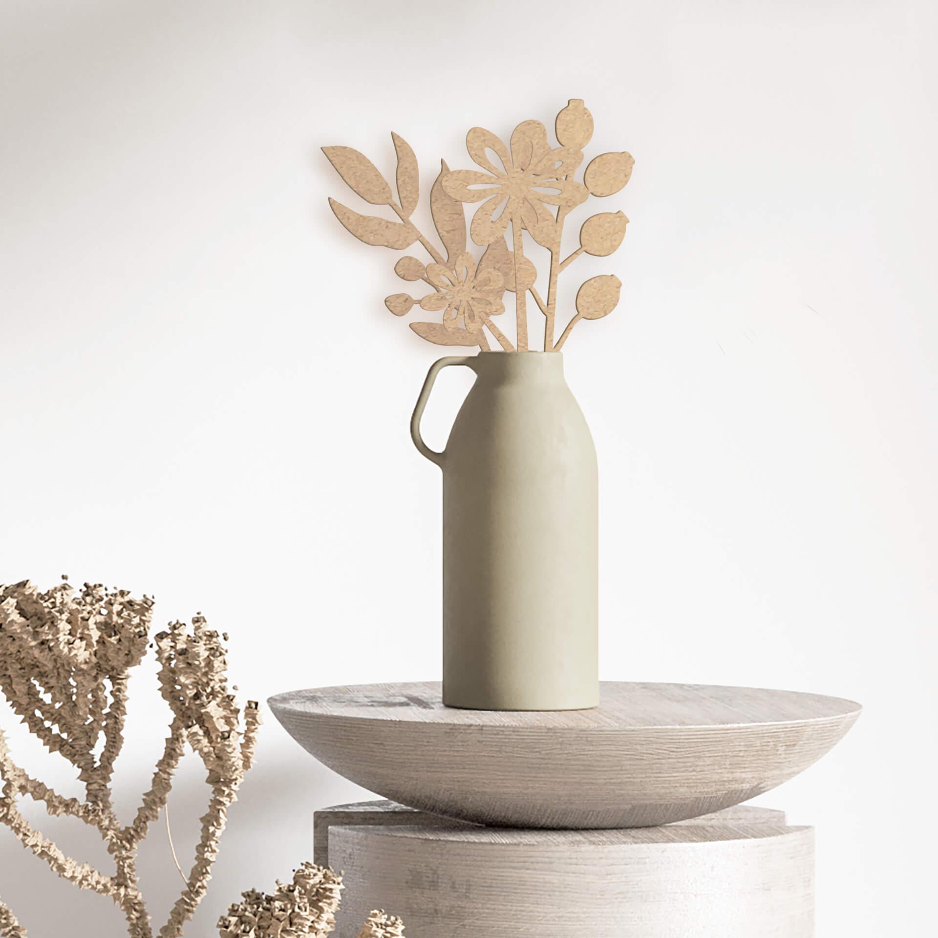 Decoración en madera MDF ramo de flores (3 piezas) - Naturaleza - Altura: 30 cm