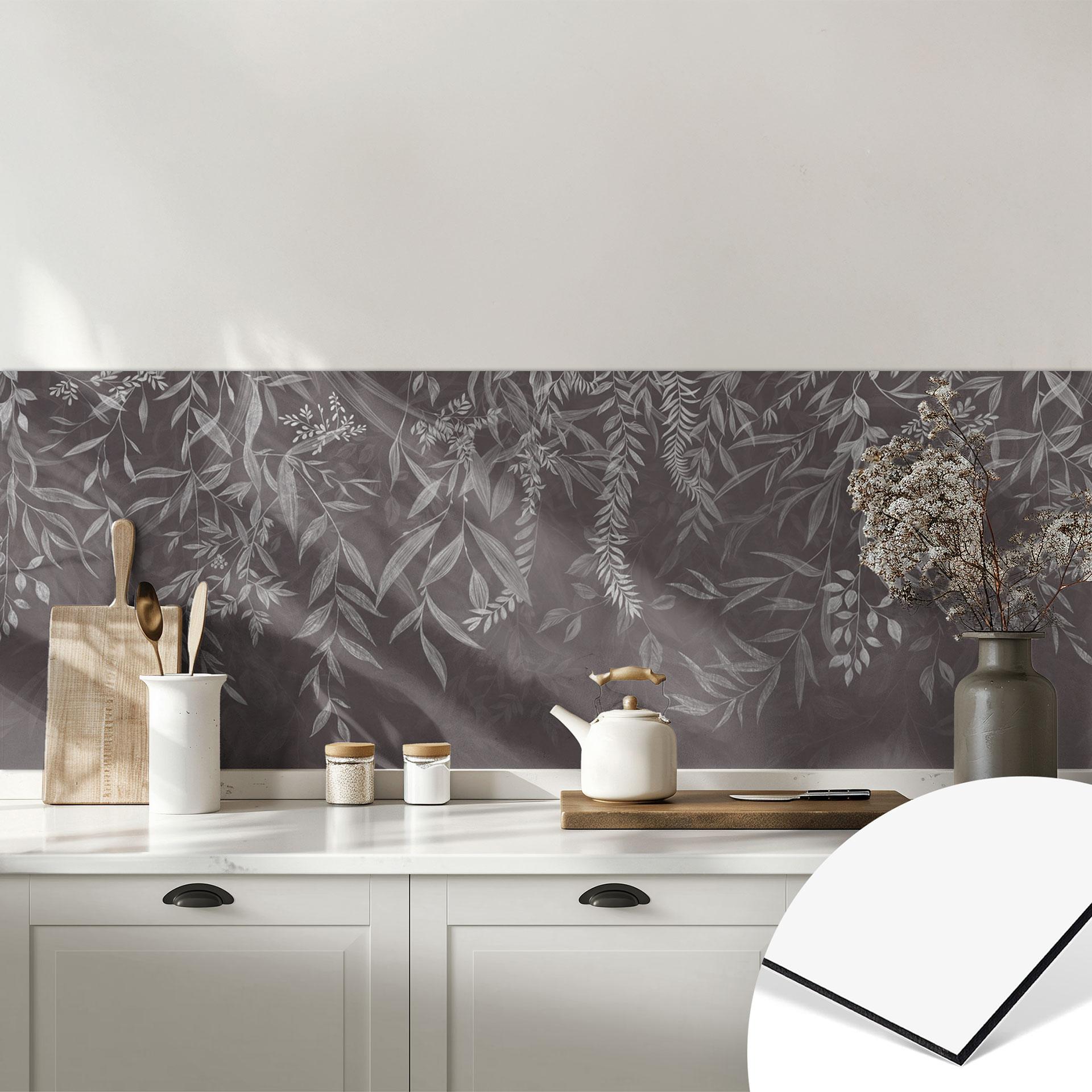 Küchenrückwand Elegante Weidenzweige in Dunkelgrau - Ms Tiff