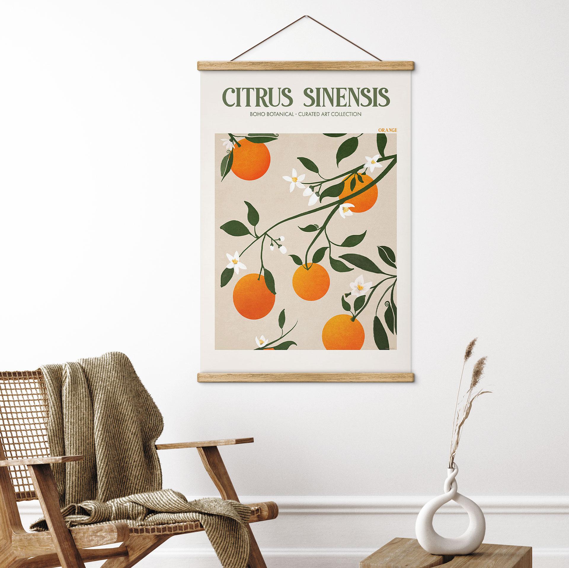 Tekstil plakat Boho-appelsintræ - Citrus Sinensis - Tunaboylu